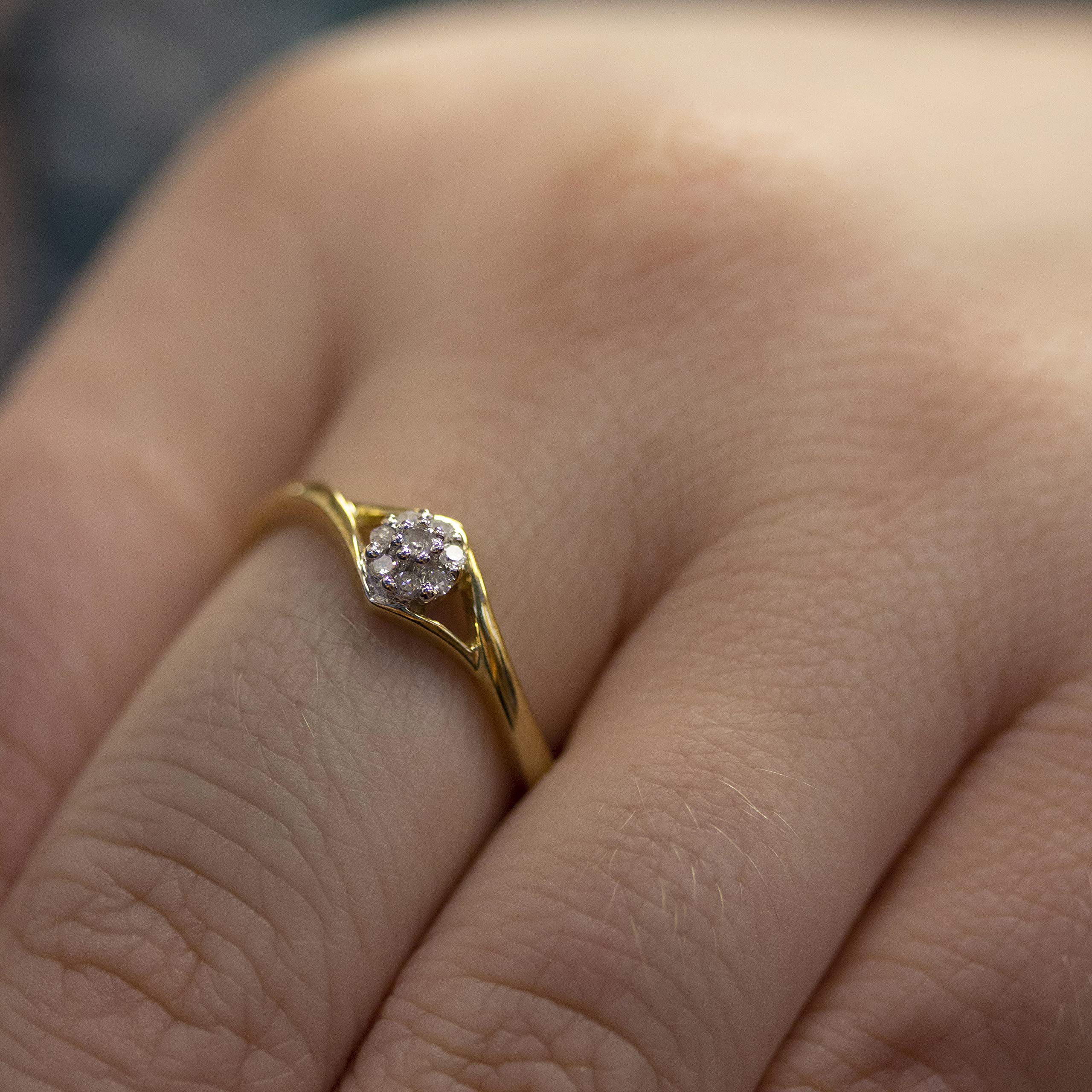 10K Yellow Gold Diamond Cluster Ring for Women - Elegant Wedding, Engagement & Anniversary Jewelry Gift - Perfect for Special Occasions & Everyday Wear