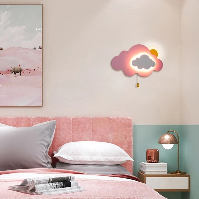 Sun Cloud Night Light Wall Lamp for Kids Room - Soft LED Nursery Lighting for Bedroom, Baby Room & Children's Play Area - Creates Calming Atmosphere for Sleep Time & Nighttime Comfort
