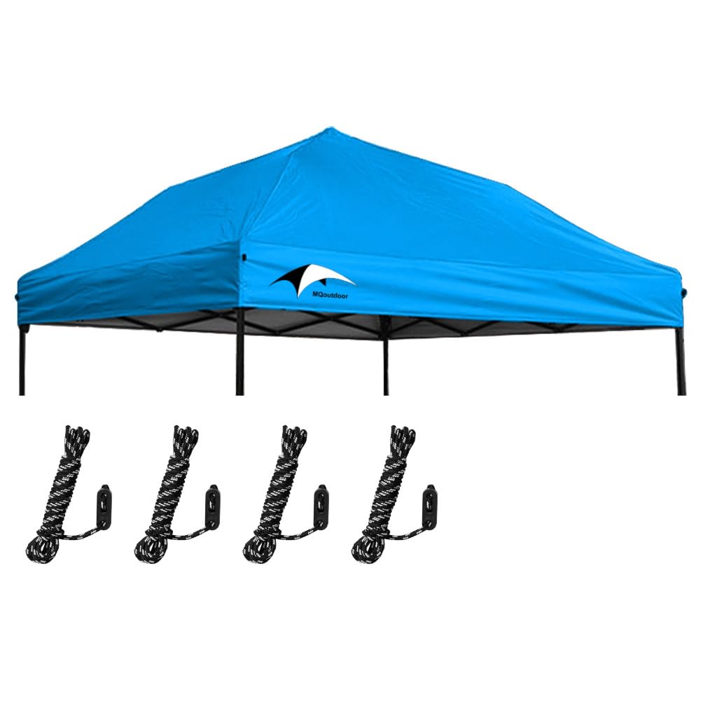 10x10 Canopy Replacement Top - Heavy Duty Pop Up Tent Cover with Reinforced Rope - Sky Blue Waterproof Outdoor Shade - Perfect for Camping, Beach, Backyard Parties & Events