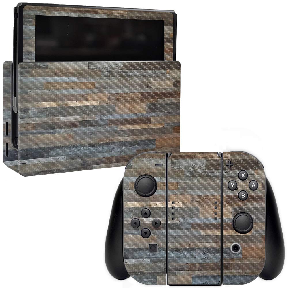 Premium Carbon Fiber Skin for Nintendo Switch - Gray Wood Finish | Durable Protective Cover | Easy to Apply & Remove | Made in USA | Perfect for Gaming Protection & Style Upgrade