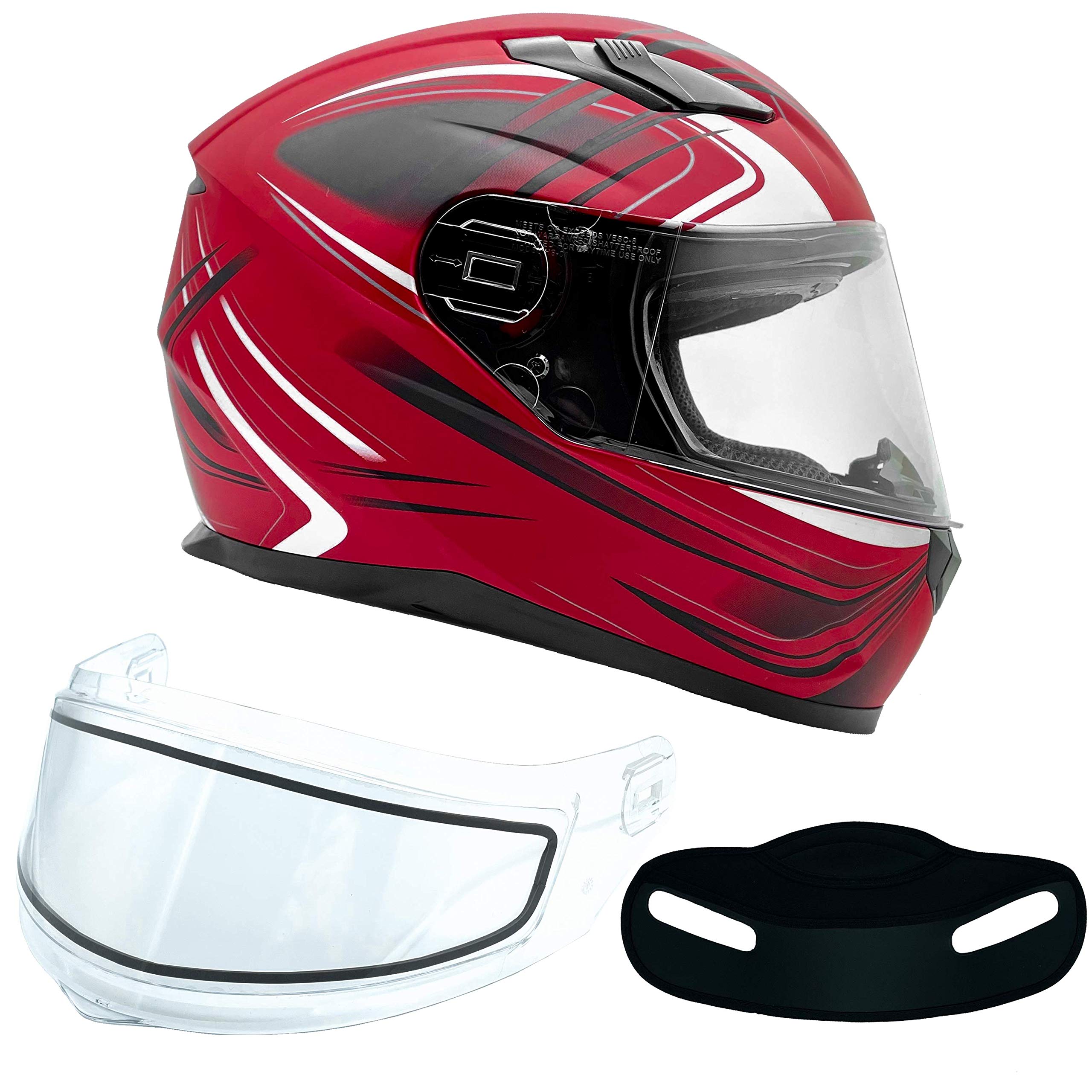 DOT Certified Typhoon Full Face Snowmobile Helmet for Adults - Dual Lens Design with Drop Down Sun Shield - Ideal for Winter Sports, Motorcycle Riding & ATV Adventures