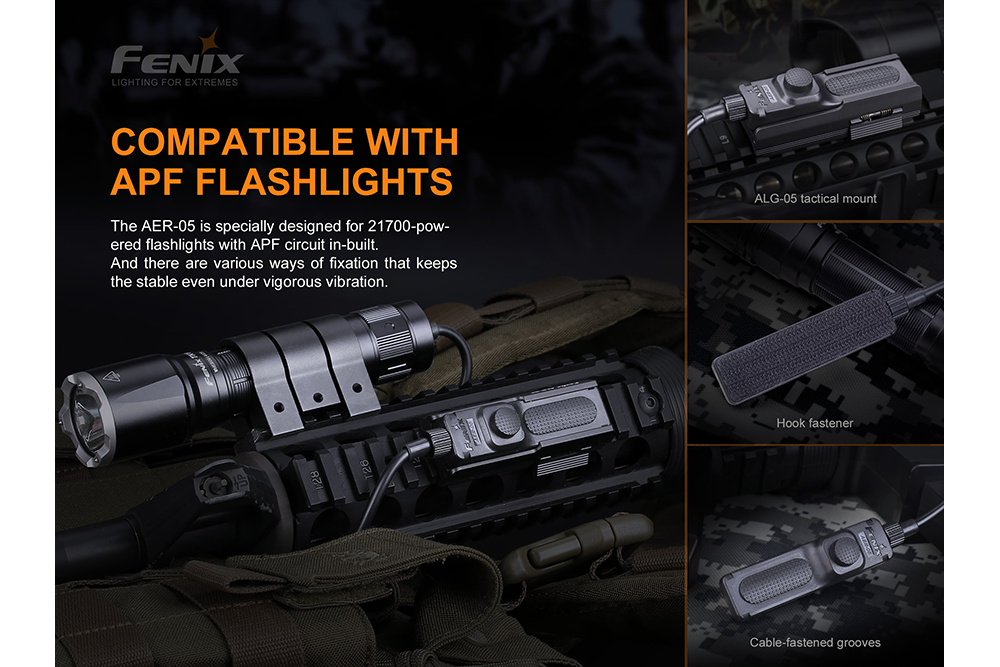 Fenix AER 05 Remote Pressure Switch for APF Tactical Flashlights - Perfect for Hunting, Camping & Emergency Situations