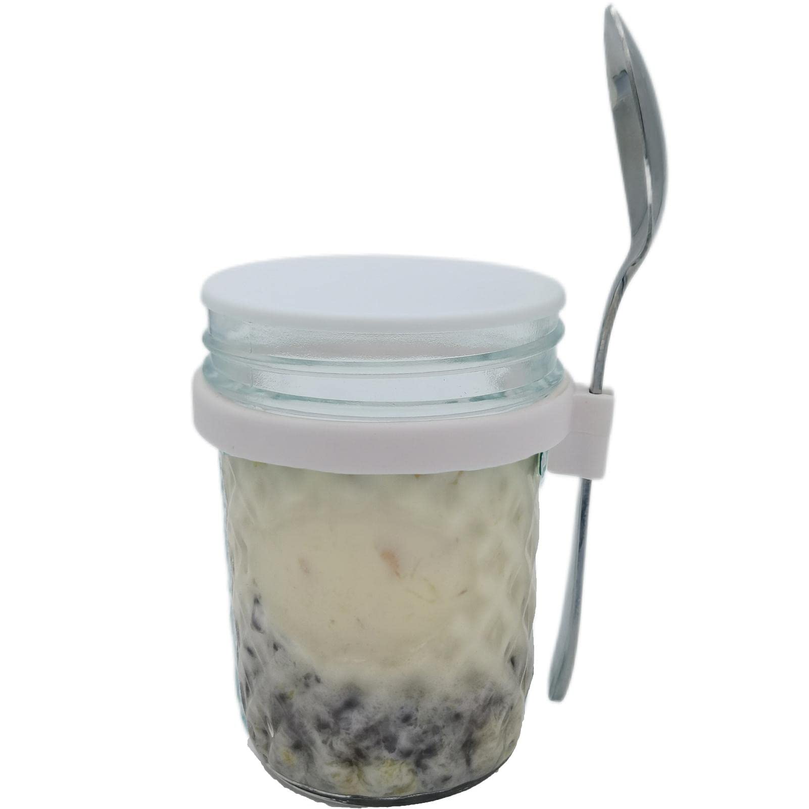 16oz Leakproof Overnight Oats Containers with Lids & Spoon - BPA-Free Mason Jars for Breakfast Meal Prep, Yogurt, Salads & Tea Storage | Perfect for Office Lunch, Gym Snacks & Healthy On-the-Go Eating