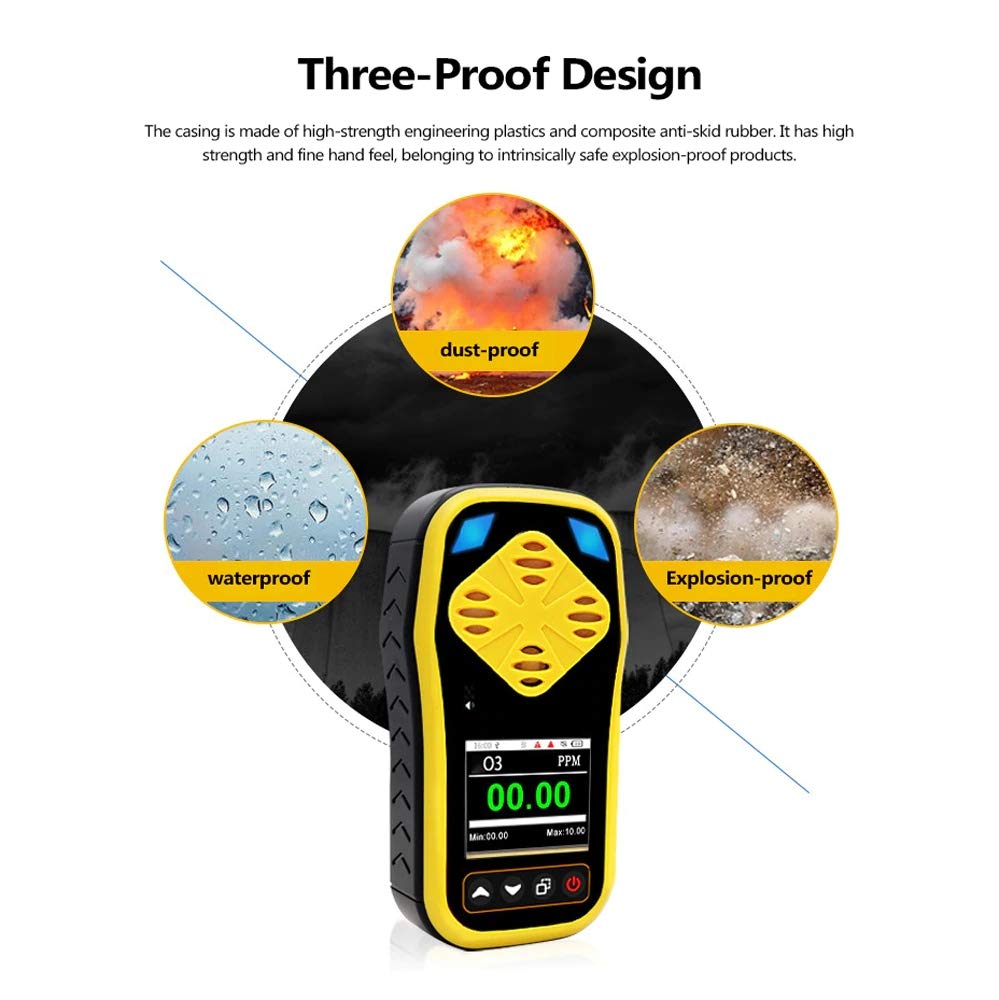 Portable Ozone Meter - O3 Gas Tester with Quick Sensing, Multiple Alarms & Rechargeable Battery | Handheld Ozone Detector for Air Quality Monitoring, Water Treatment & Industrial Safety | Data Recording & Concentration Analysis