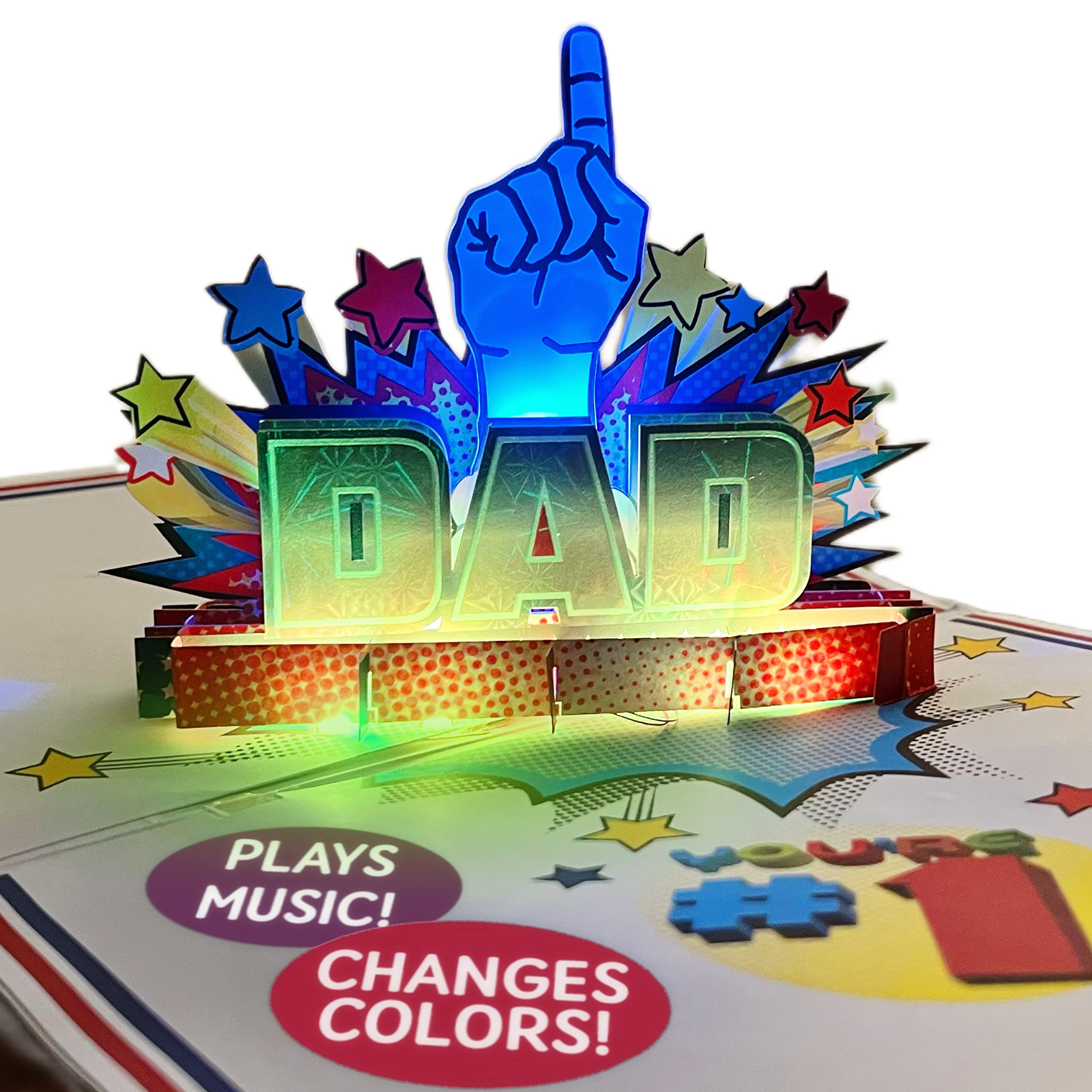 Best Dad Ever Pop Up Father's Day Card with Lights & Music - Unique Gift for Dad, Husband, Son from Daughter - #1 Dad Father's Day Greeting Card - Perfect for Office, Home Decor & Special Occasions