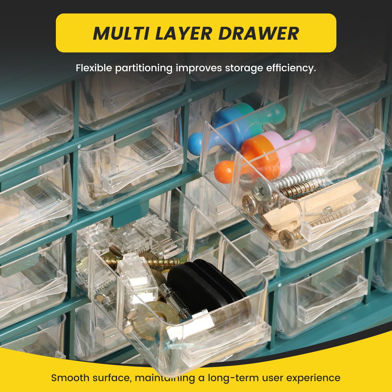 25 Grids Plastic Drawer Storage Cabinet - Screw & Hardware Organizer for Nuts, Bolts, Beads & Small Parts - Teacher Toolbox & Craft Supplies Storage (Deep Green) | Perfect for Workshops, Classrooms & DIY Craft Organization