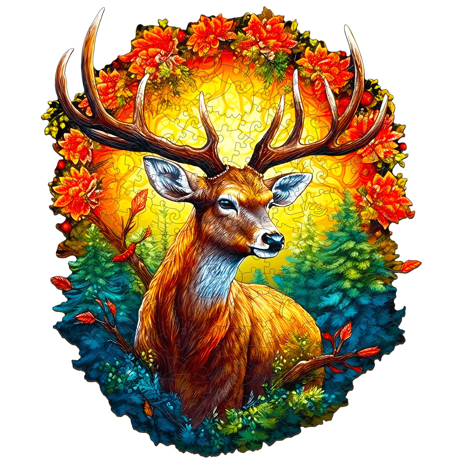 Premium Wooden Animal Puzzle for Kids - Deer Shaped Educational Toy with Wooden Gift Box | Montessori Learning, Birthday Gift, Home & Classroom Activity