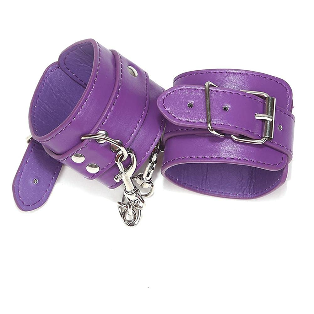 Fluffy Adjustable PU Leather Handcuffs & Anklets - Role Play, Yoga, Gym, Cosplay & BDSM Accessories for Couples, Parties & Home Workouts