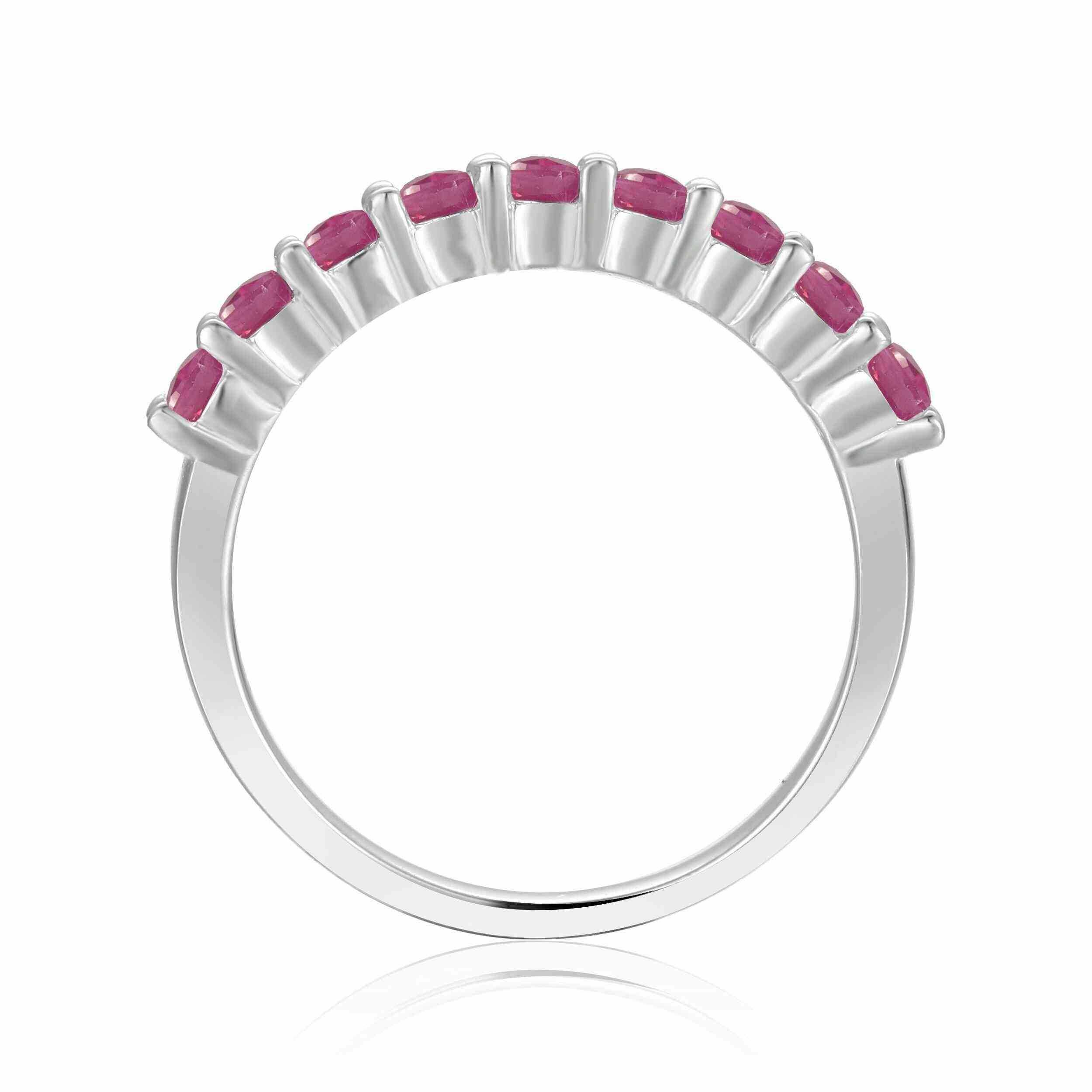 14K Gold Ruby Half Eternity Ring for Women - Dainty Stackable Wedding Band, Anniversary Gift, Promise Ring - Perfect for Everyday Wear & Special Occasions
