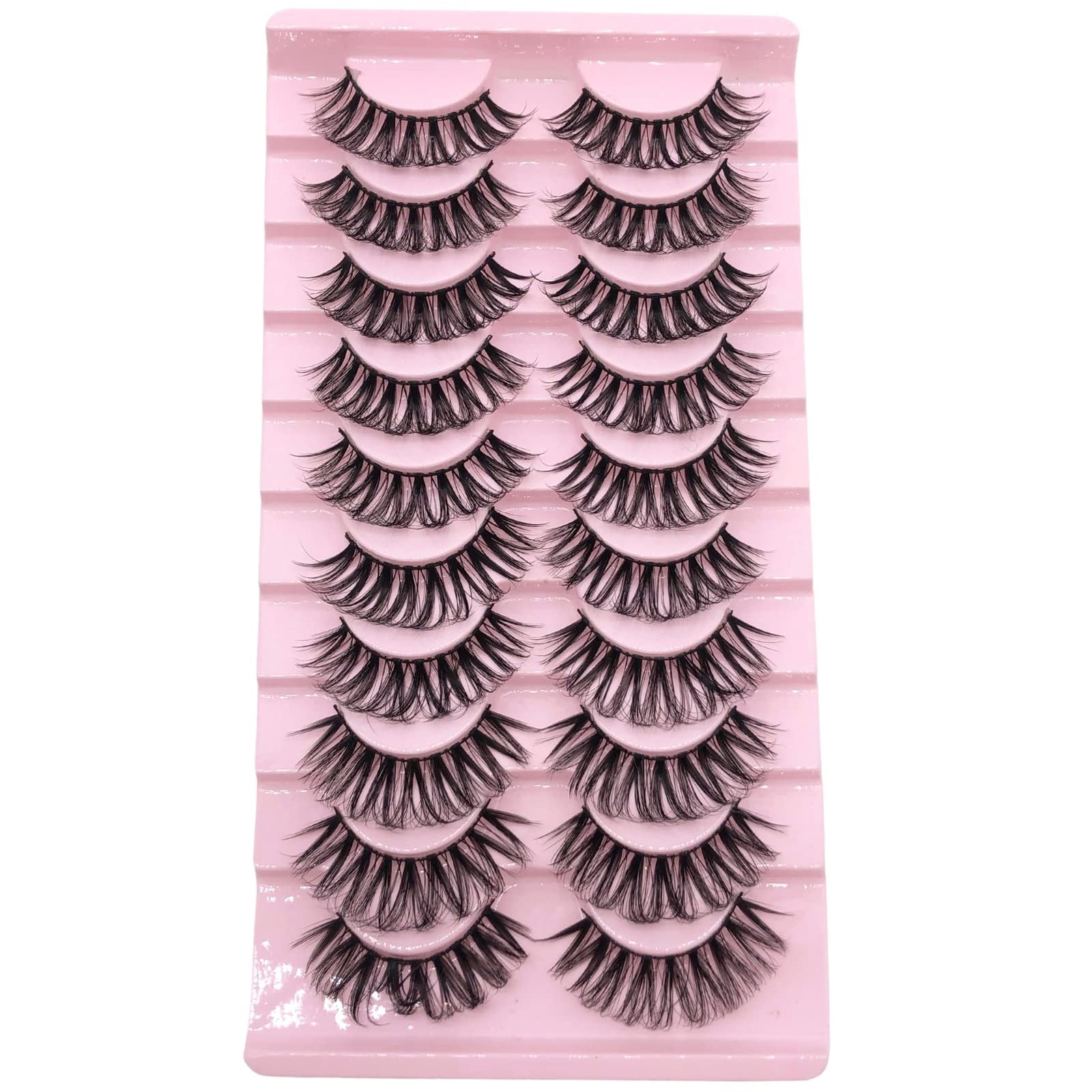 Natural Wispy Fluffy False Eyelashes Set - 10 Pairs Reusable Strip & Cluster Lashes for Women, Girls - Perfect for Dating, Wedding & Everyday Makeup | Soft, Lightweight & Comfortable for All-Day Wear