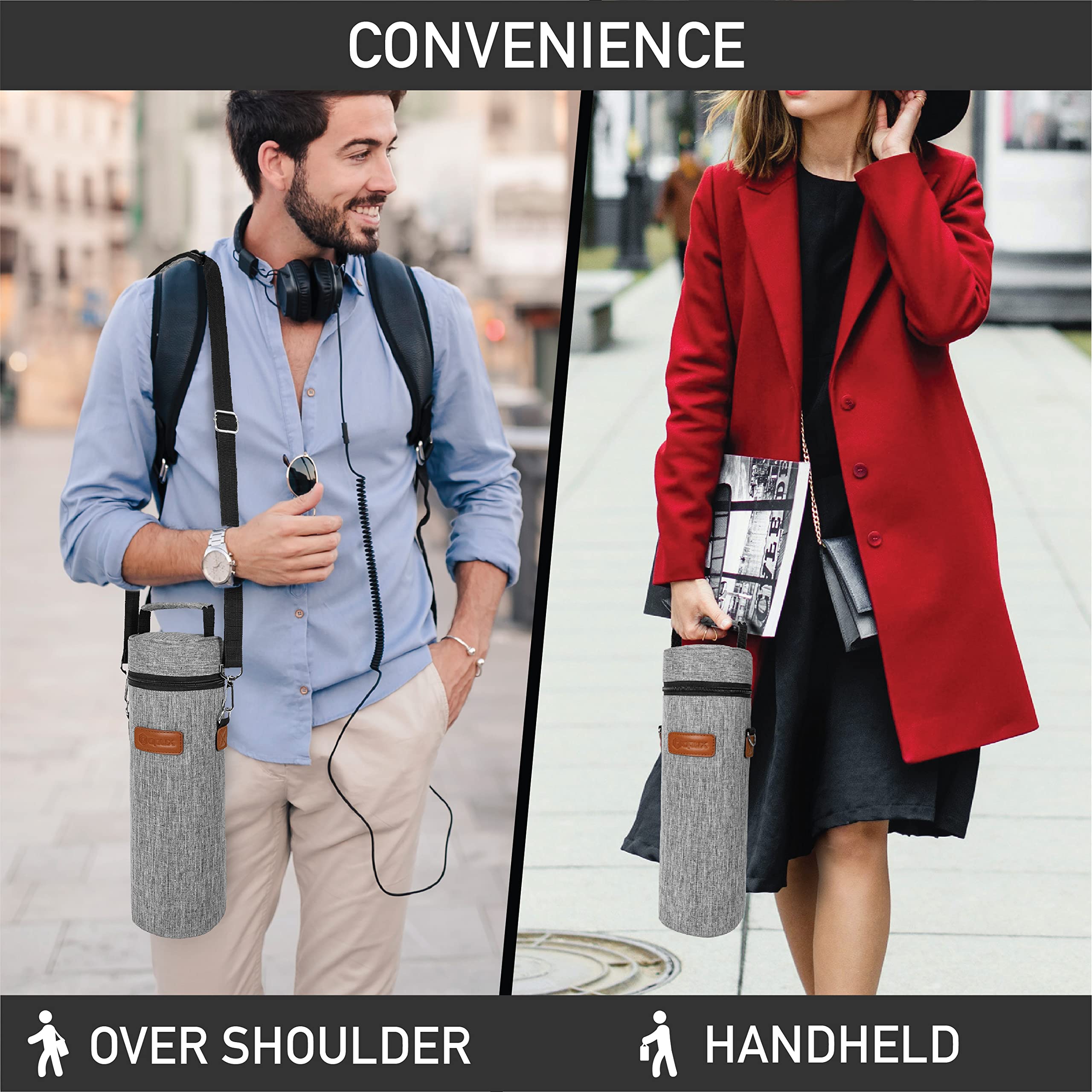 Premium Insulated Wine Cooler Bag - Single Bottle Carrier Tote with Shoulder Strap for Travel, Picnic & Beach | Thermal Wine Holder Case | Perfect Wine Gift for Men & Women | Heather Light Gray | Ideal for Outdoor Adventures, Parties & Wine Lovers