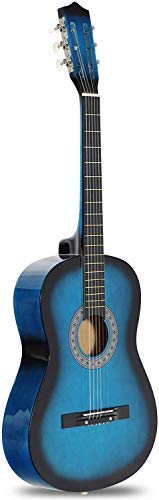 Smartxchoices 38 Inch Acoustic Guitar for Beginners - 6 String Right-Handed Guitar with Gig Bag, Strap, Pitch Pipe, Extra Strings & Pick - Ideal for Kids, Students & Youths (Blue) - Perfect for Learning, Practice & Home Performances
