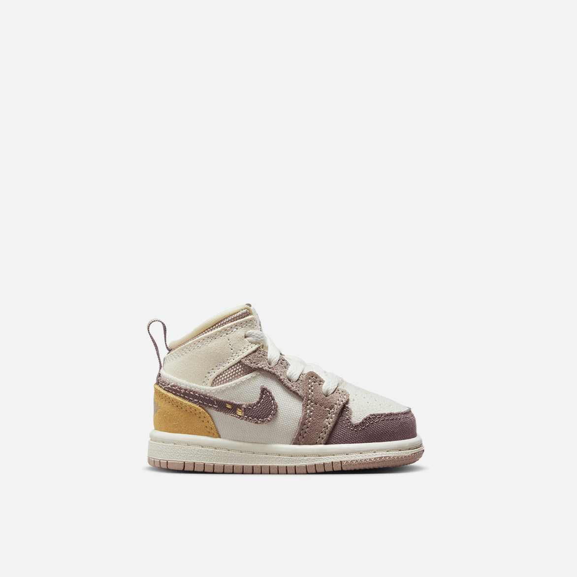 Air Jordan 1 Mid SE Craft (TD) Sneakers for Kids - Sail/Taupe Colorway | Comfortable Basketball Shoes for Boys & Girls | Perfect for School, Sports & Casual Wear