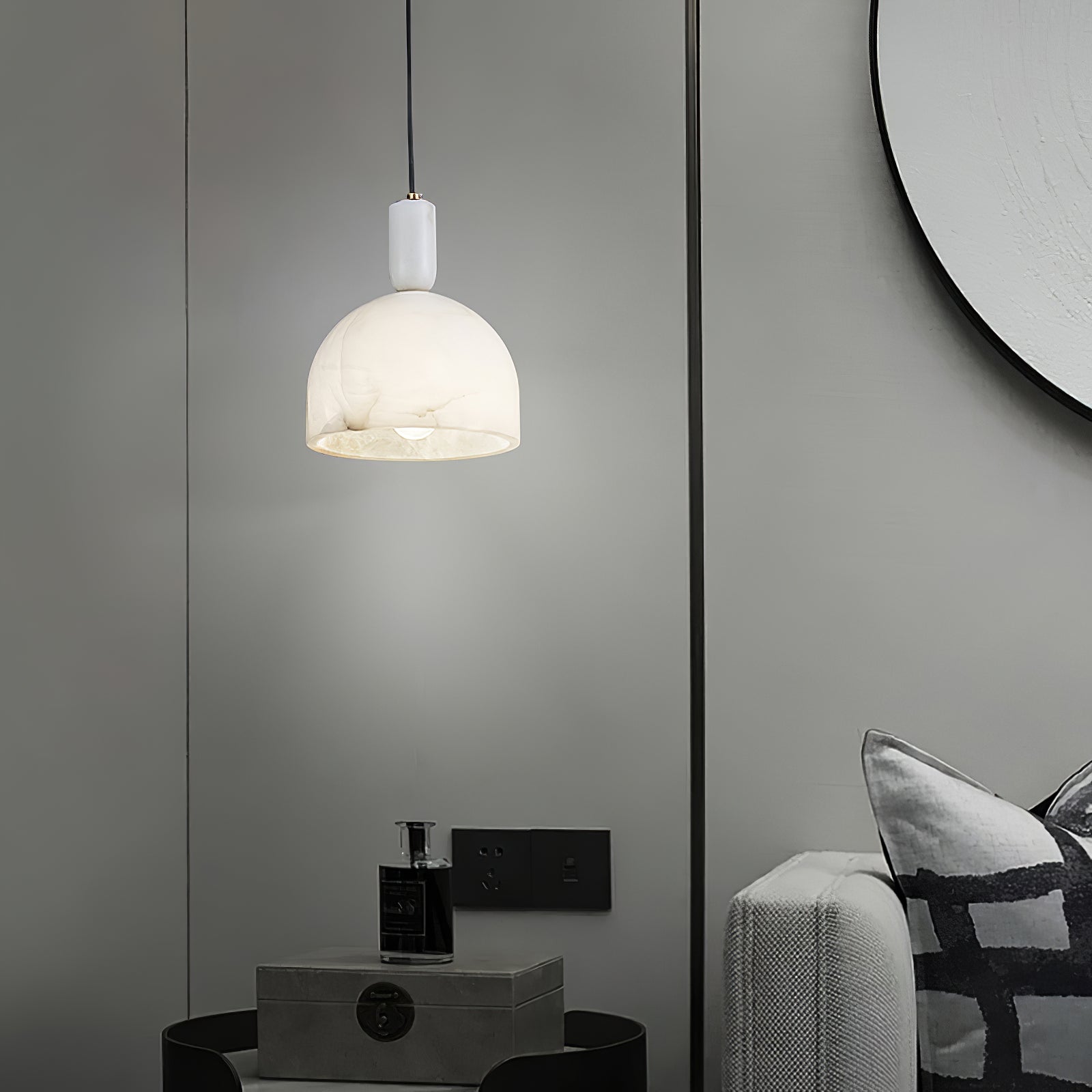 Blair Alabaster Pendant Light - Modern White Glass Ceiling Lamp for Dining Room, Kitchen Island & Bedroom Lighting