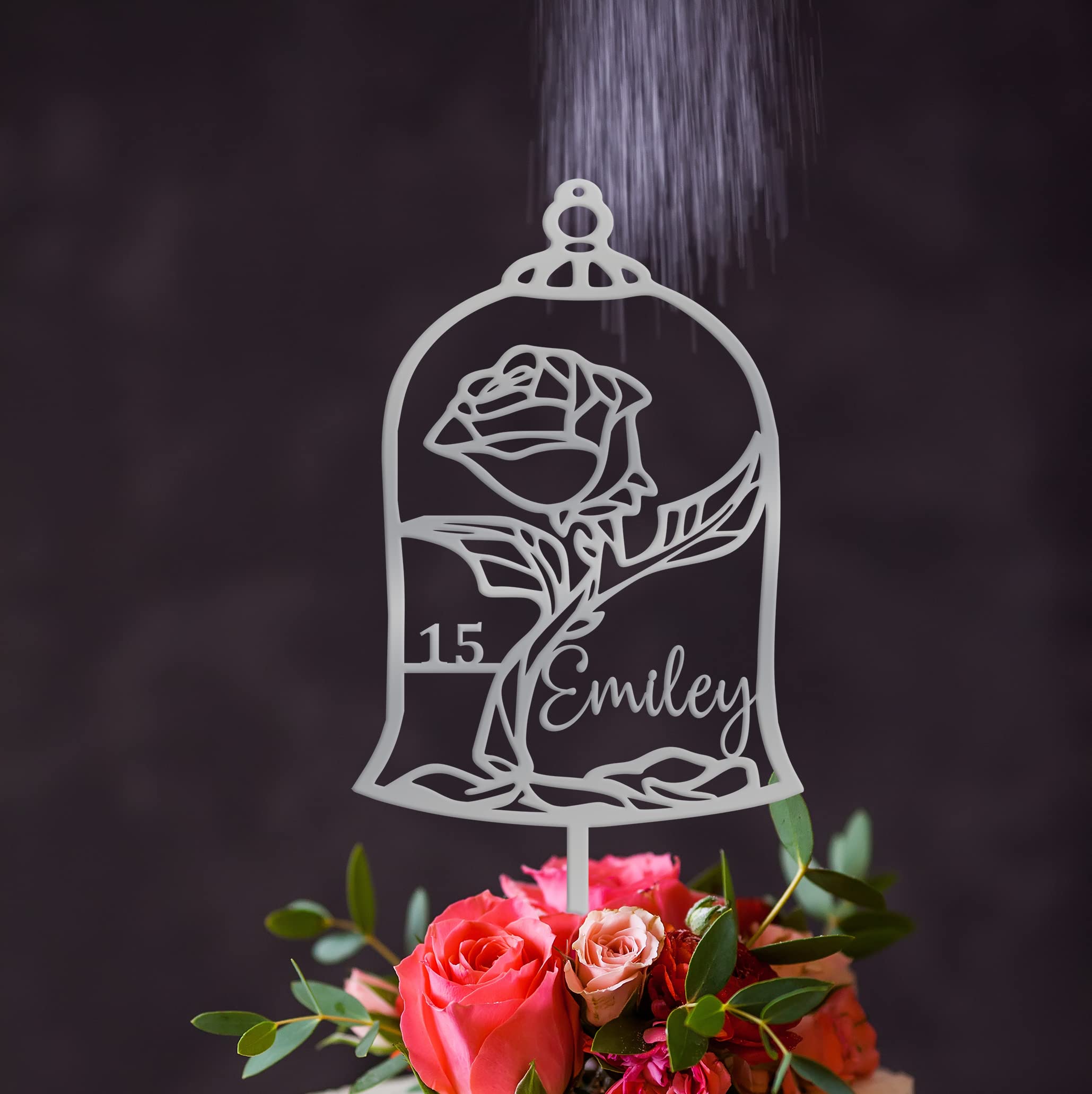 Personalized Rose Gold Hourglass Birthday Cake Topper - Custom Name Cake Decorations for Wedding, Anniversary & Special Events - Elegant Cake Topper for Birthday Parties & Celebrations