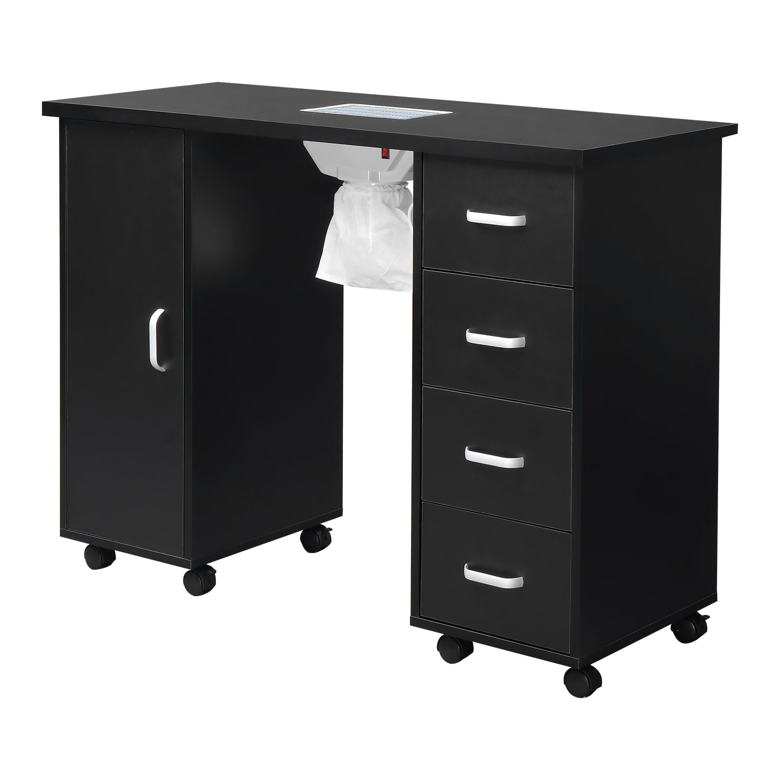 Professional Nail Art Manicure Table with Fan & Dust Collection - Beauty Salon Workstation with Storage Drawers, Nail Technician Desk for Spa & Nail Shop - Perfect for Gel Polish, Acrylic Nails & Pedicures