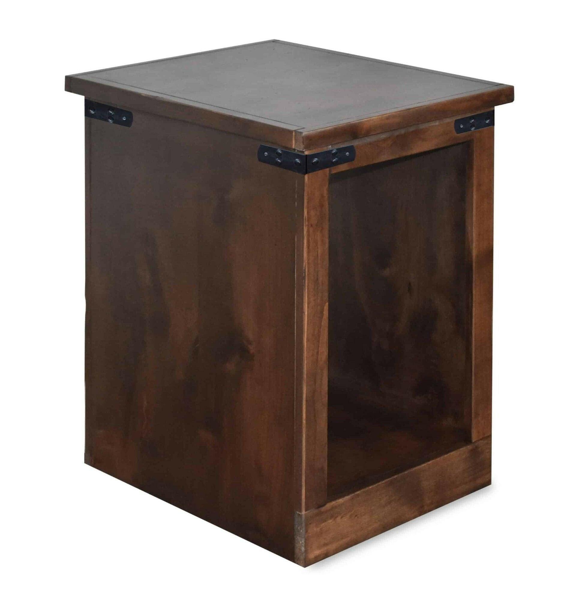 Farmhouse Style Aged Whiskey Chairside End Table - Solid Wood Nightstand with Distressed Finish FH4410.AWY - Perfect for Living Room, Bedroom, or Home Bar Decor