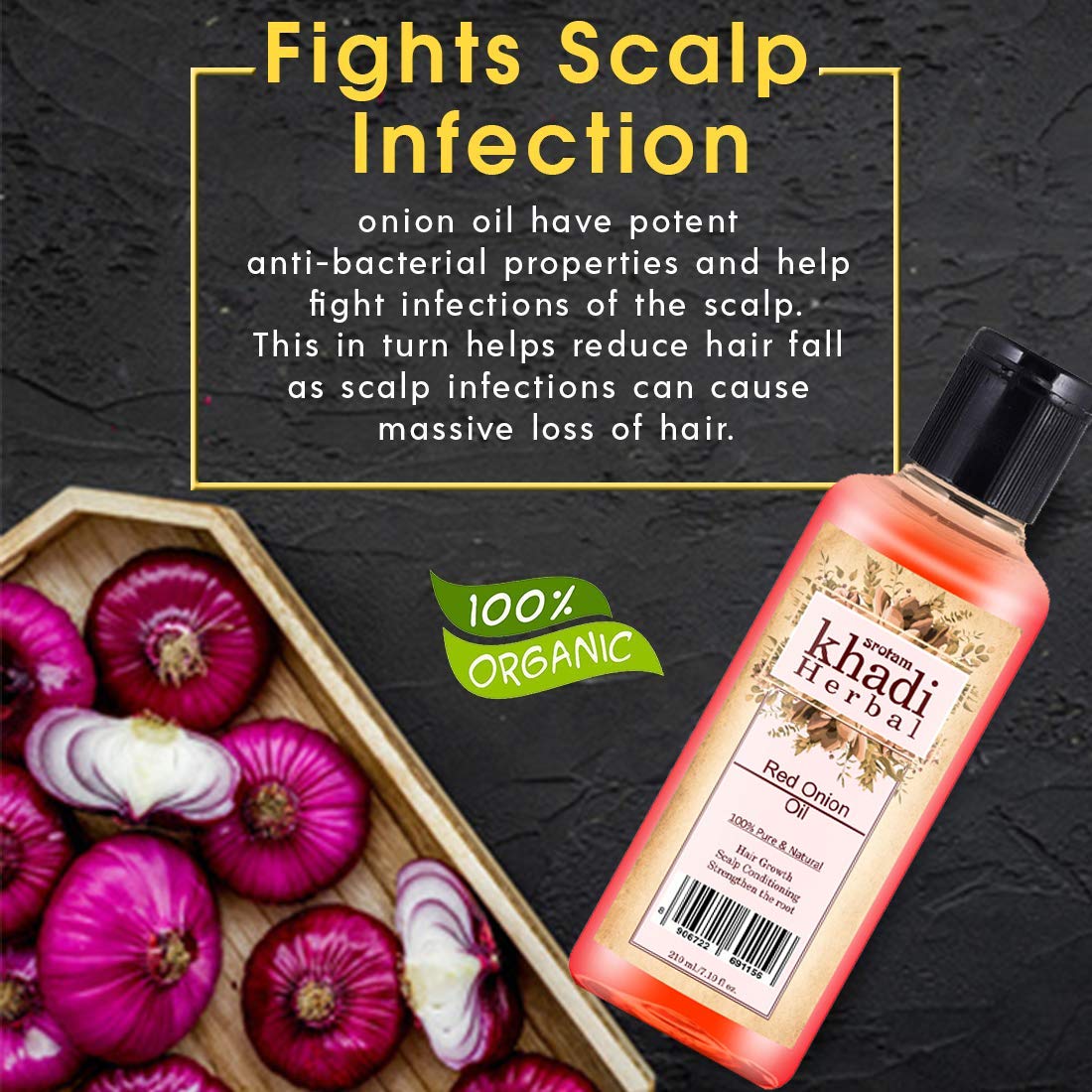 Organic Red Onion Hair Oil for Hair Growth & Hair Loss Prevention - Natural Treatment for Men & Women (210ml) - Promotes Thicker, Healthier Hair for Daily Care & Scalp Nourishment