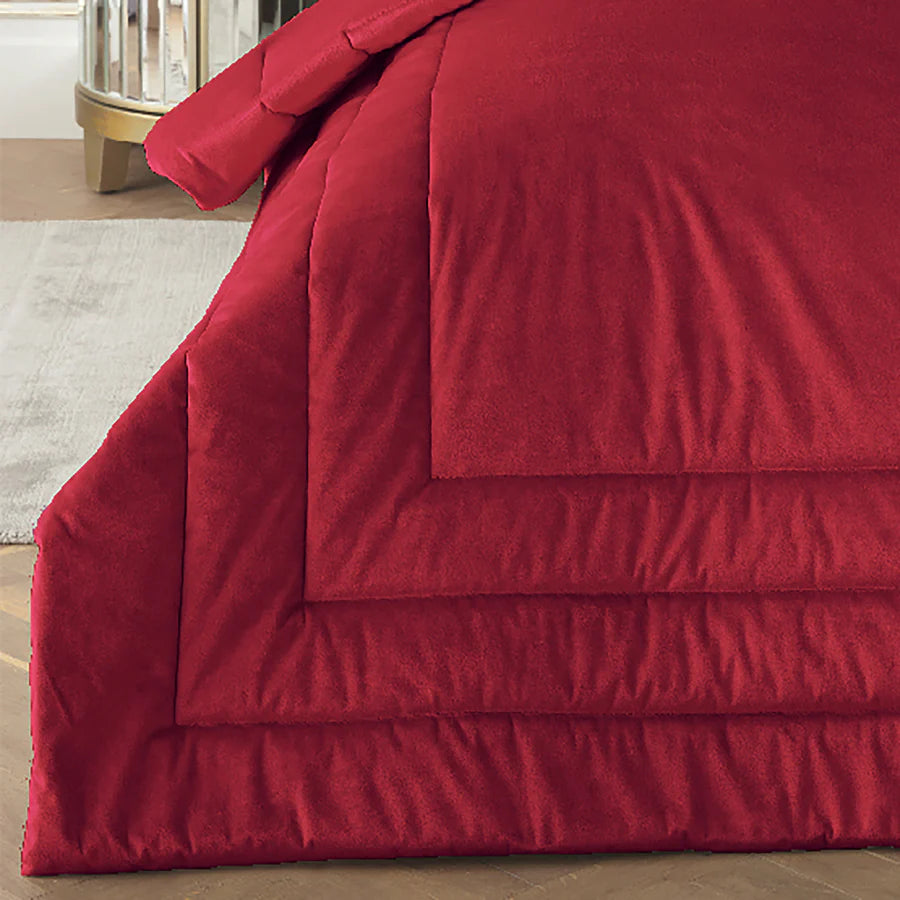 Laurence Llewelyn Bowen Chic Red Bedspread - Luxury Queen Size Bed Cover for Modern Bedroom Decor