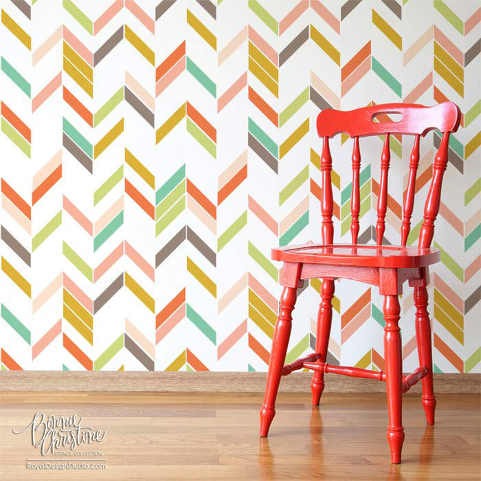 Herringbone Pattern Wall Stencil - DIY Home Decor for Creative Wall Painting & Accent Walls - Perfect for Living Rooms, Bedrooms & Nursery