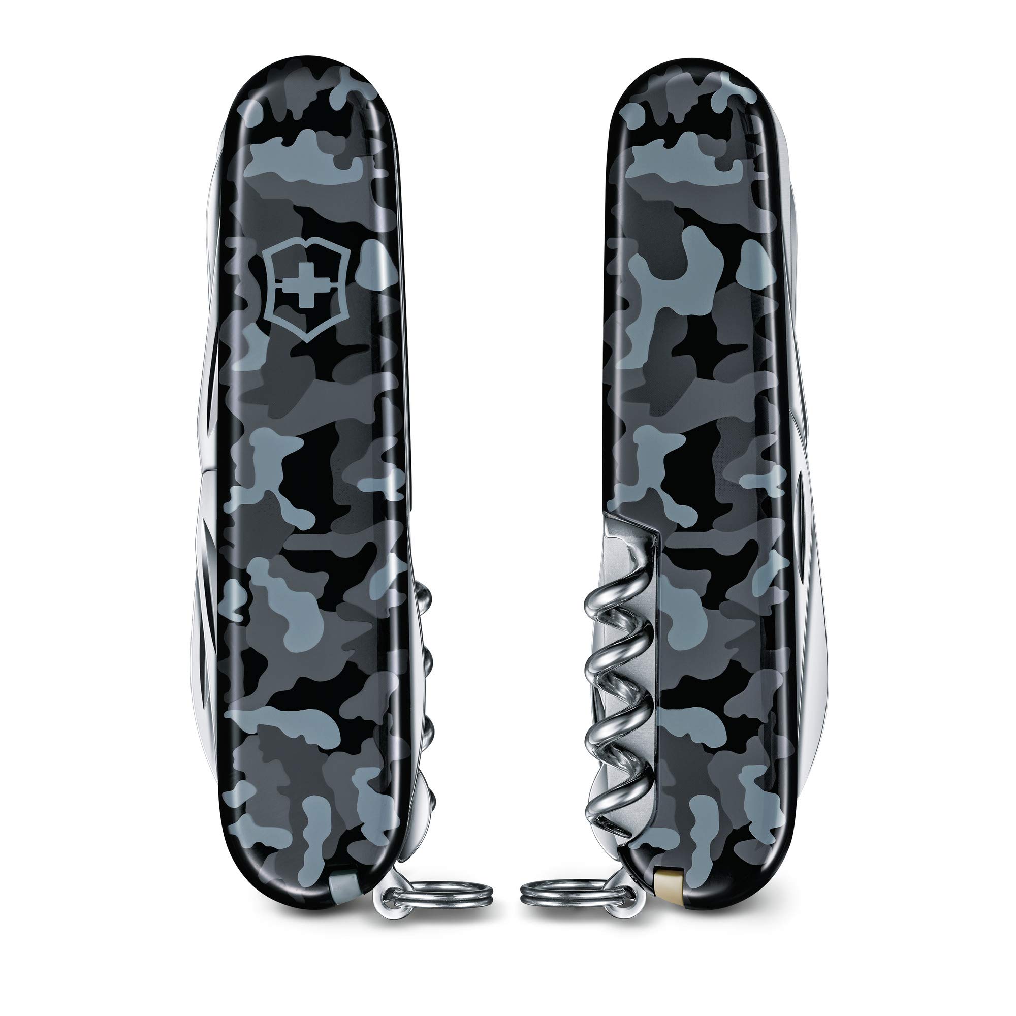 Victorinox Huntsman Swiss Army Pocket Knife - Lightweight Multitool with 15 Functions, Large Blade, Corkscrew, Can Opener - Navy Camouflage - Perfect for Camping, Hiking & Everyday Carry (EDC)