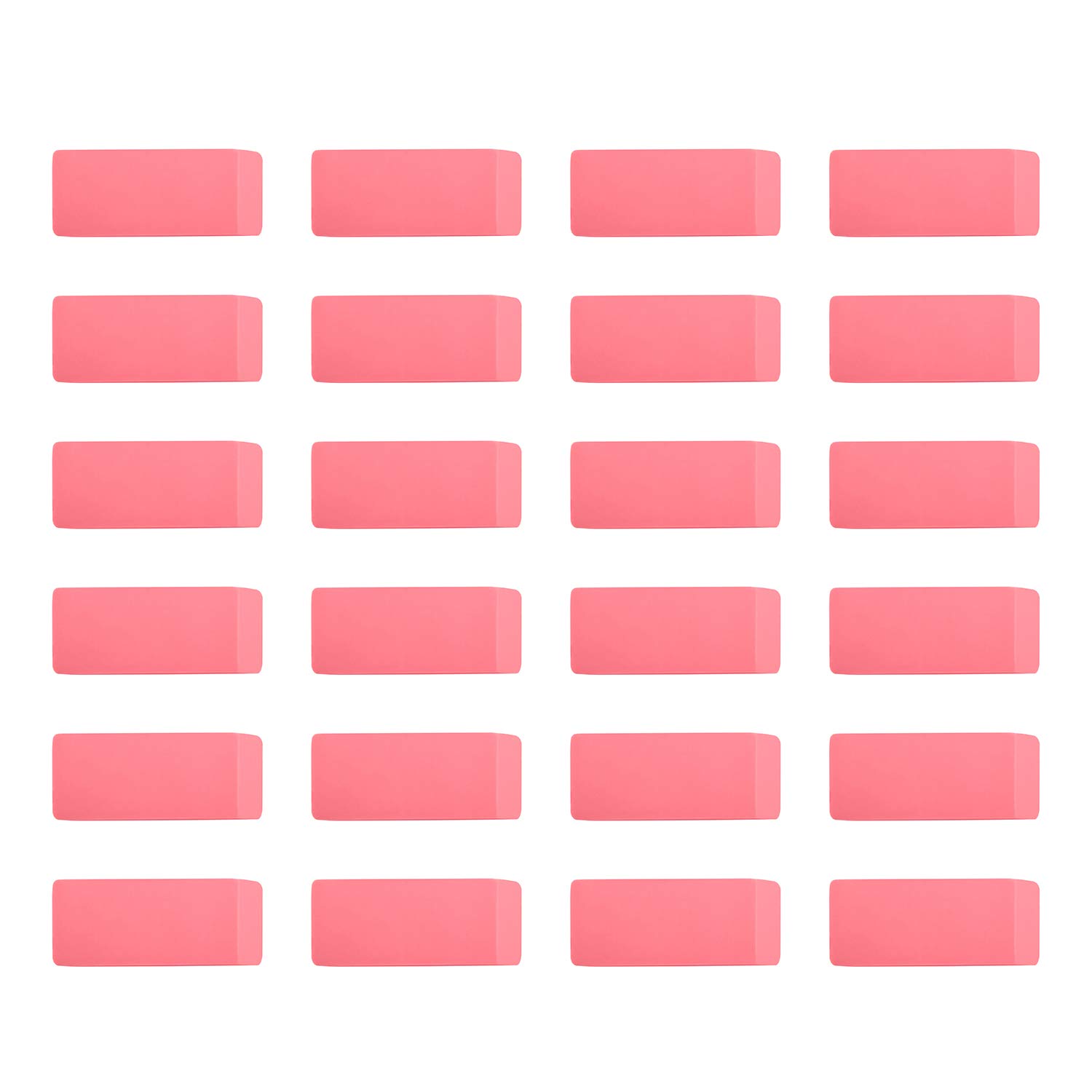 Amazon Basics Pink Rectangular Erasers - 24 Pack for School, Office & Art Projects - Bulk Erasers for Pencils, Sketching & Homework Supplies