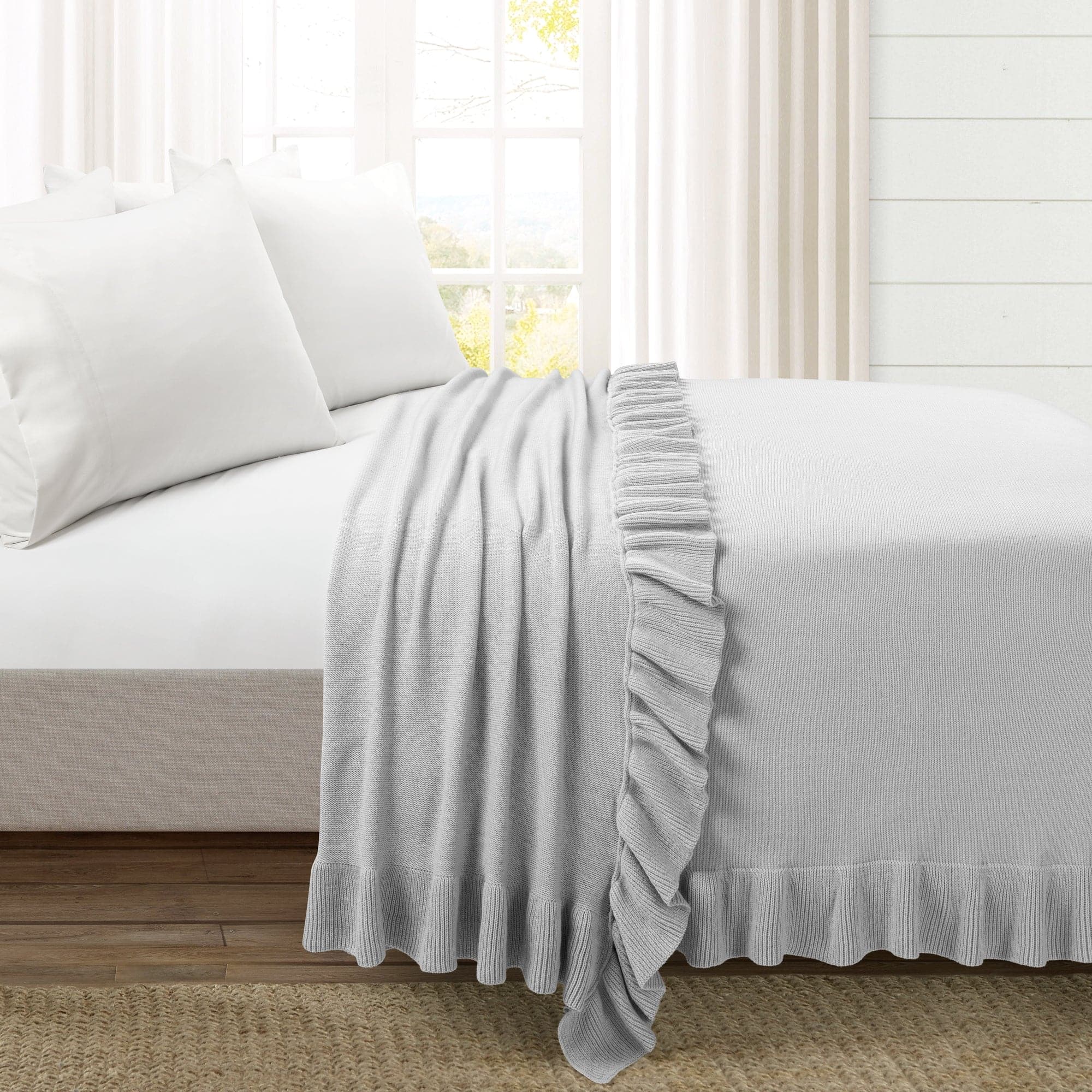 Reyna Soft Knitted Ruffle Blanket - Cozy Throw Coverlet for Bed, Couch & Nursery - Perfect for Gift, Winter Warmth & Home Decor
