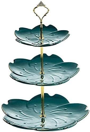 3-Tier Rotating Cake Stand for Afternoon Tea, Wedding Desserts & Fruit Display - Elegant Green Serving Tray for Party Decorations & Buffet Table Setting