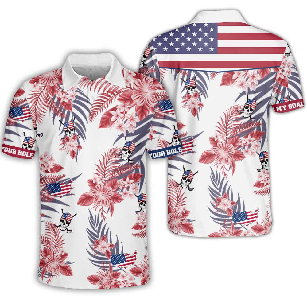 Polomore Patriotic Golf Shirts for Men - American Flag Polo Shirts, Short Sleeve Performance Golf Shirts for Men - Perfect for Golf Tournaments, 4th of July Celebrations & Patriotic Events