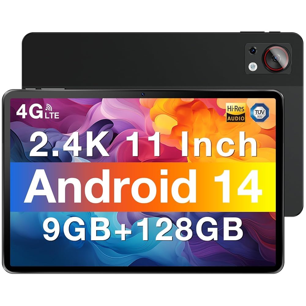 DOOGEE T30SE 11 Inch Android 14 Tablet - 9GB RAM 128GB ROM (Expandable 1TB) - 8580mAh Battery - 2.4K IPS Touchscreen - 4G LTE & 5G WiFi - Octa Core Processor - 13MP+5MP Cameras - OTG/GPS/BT5.0/TÜV Certified - Black | Perfect for Work, Study, Streaming & Gaming