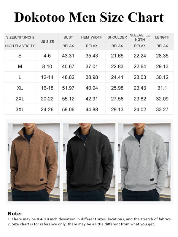 Men's Quarter Zip Sweatshirt - Casual Mock Neck Pullover with Geometric Waffle Texture | Long Sleeve Solid Color Fleece for Outdoor Activities & Lounge Wear