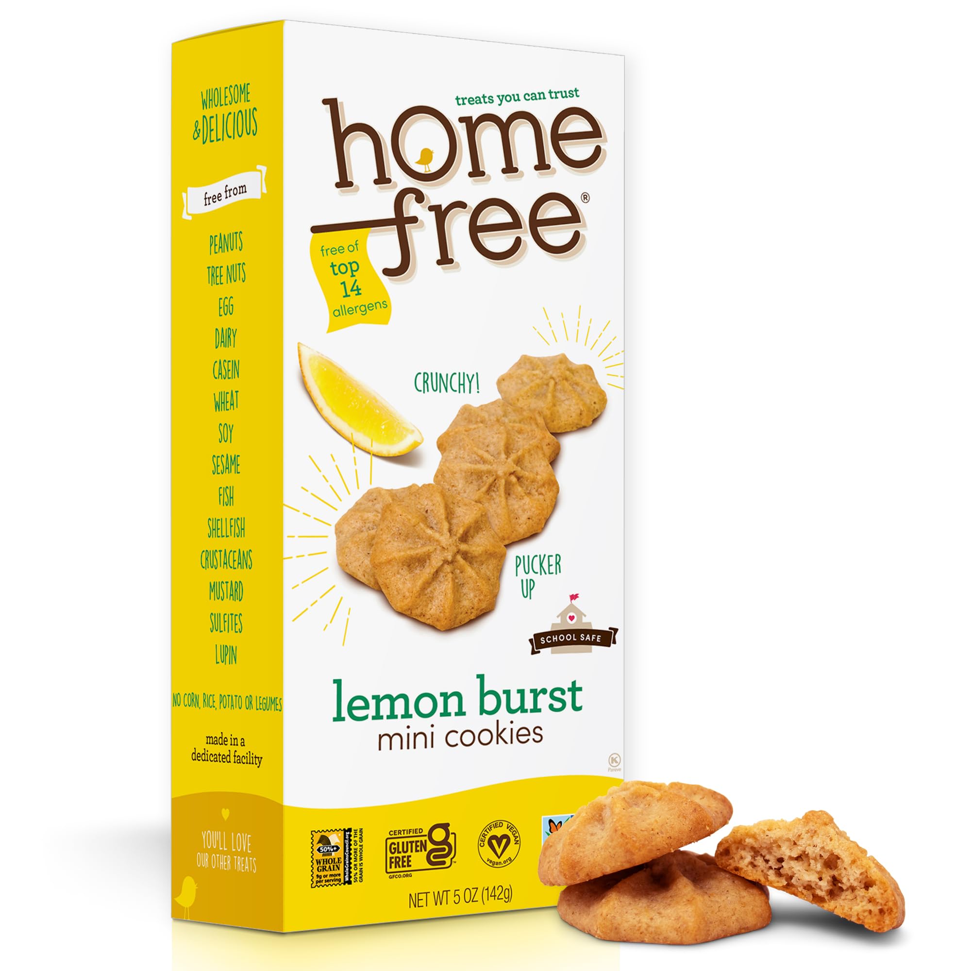 Gluten Free Vegan Lemon Cookies - Nut Free, Allergy Friendly Snacks for School & Travel - 5 Oz, Made in USA