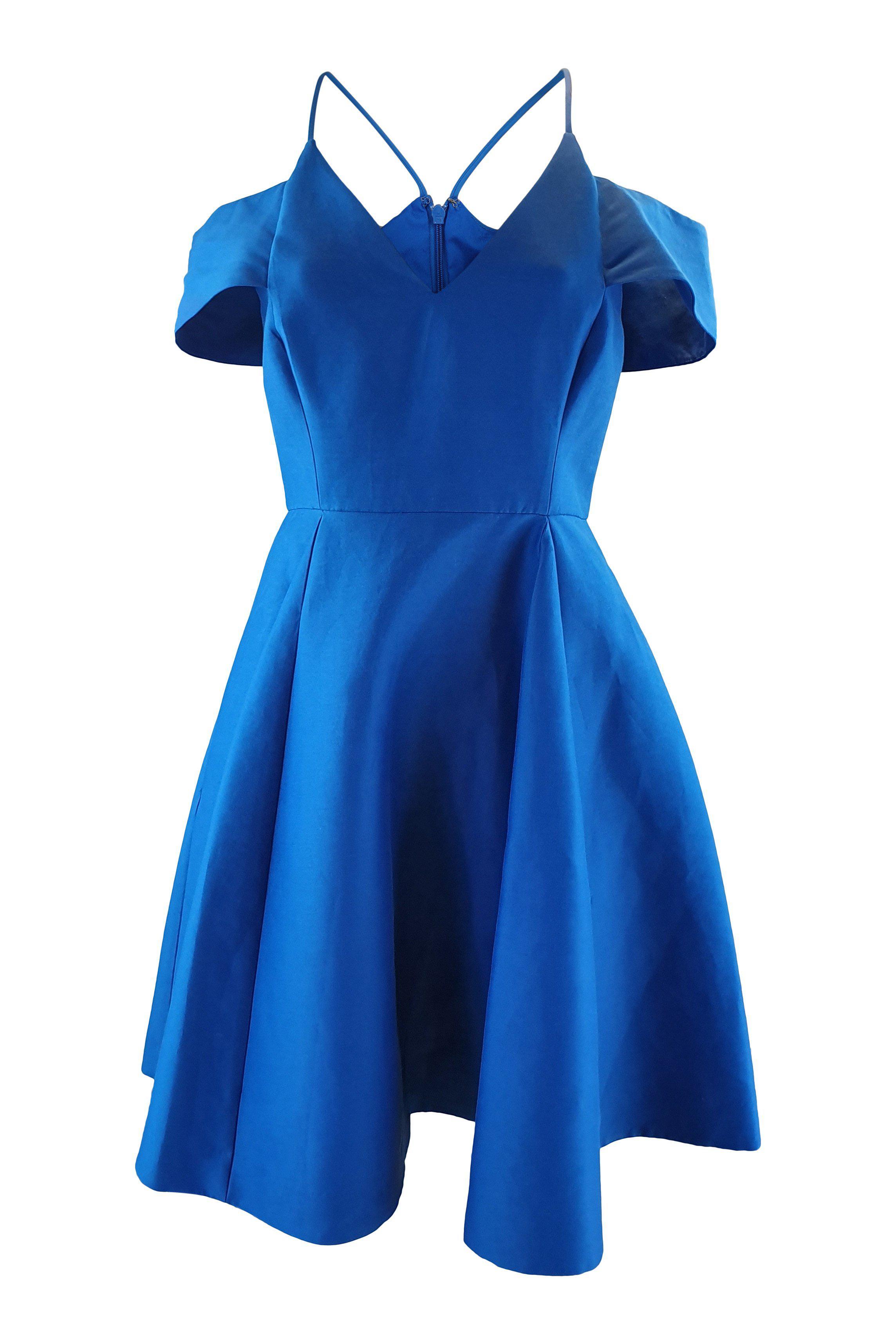 HALSTON HERITAGE Women's Cold Shoulder V-Neck Silk Faille Cocktail Dress - Elegant Evening Party Gown for Weddings, Galas & Special Occasions