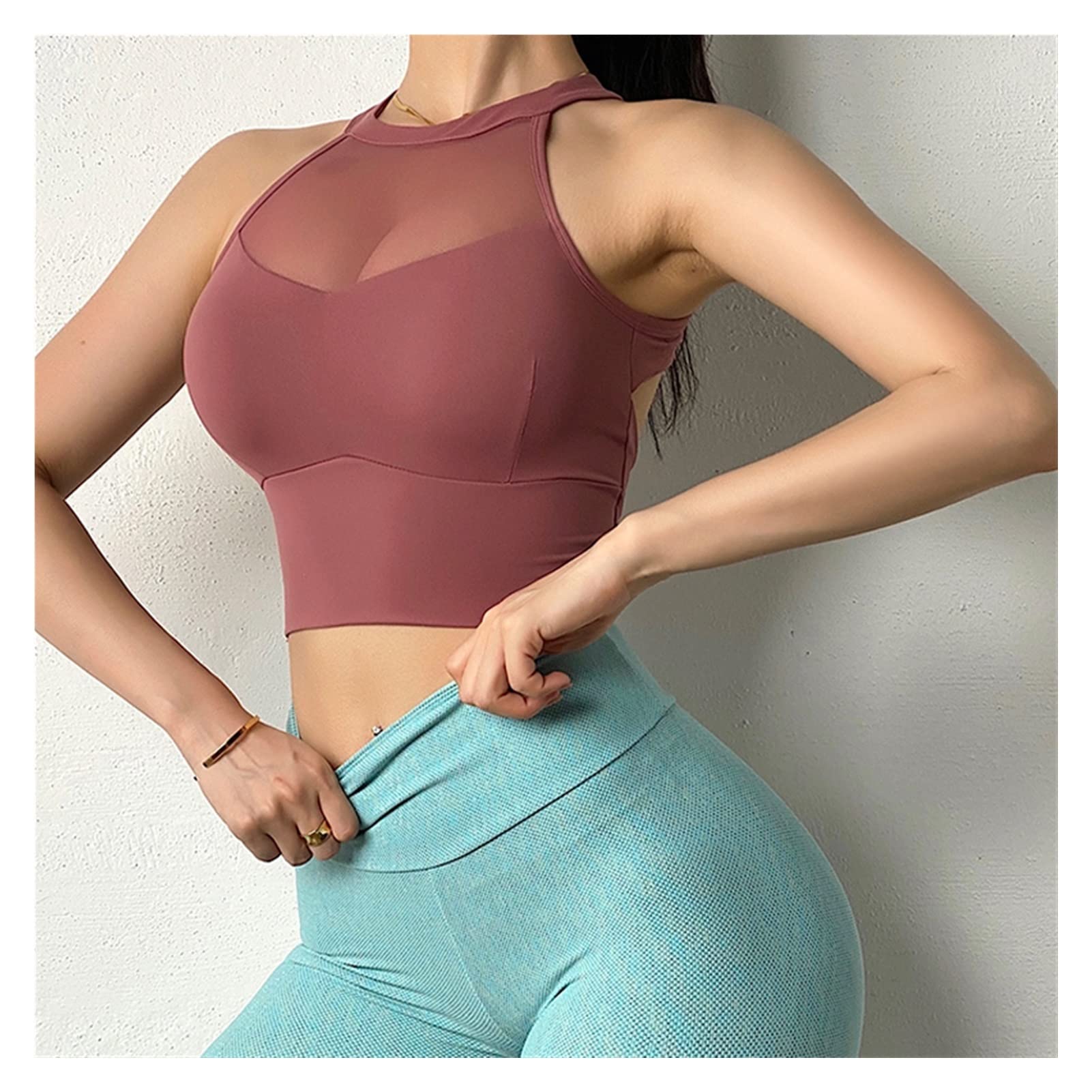EKDSPW Women's Breathable Mesh Sports Bra - Seamless Push Up Yoga Top for Gym & Fitness - Comfortable Workout Underwear (Color: A, Size: M) | Perfect for Yoga, Running, HIIT & Active Lifestyle