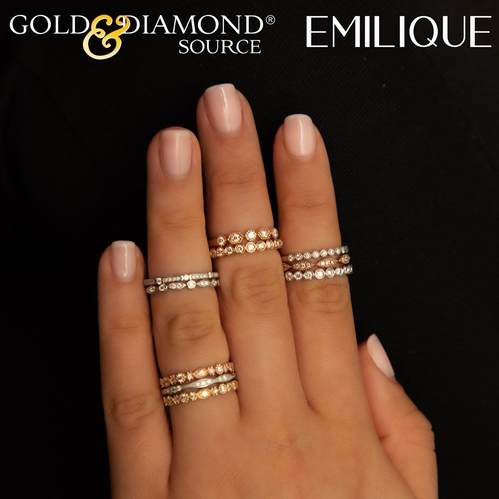 14KT Gold 1/10 CTW Diamond Bead Set Wavy Band Ring for Women - Elegant Stackable Jewelry for Weddings, Anniversaries & Everyday Wear