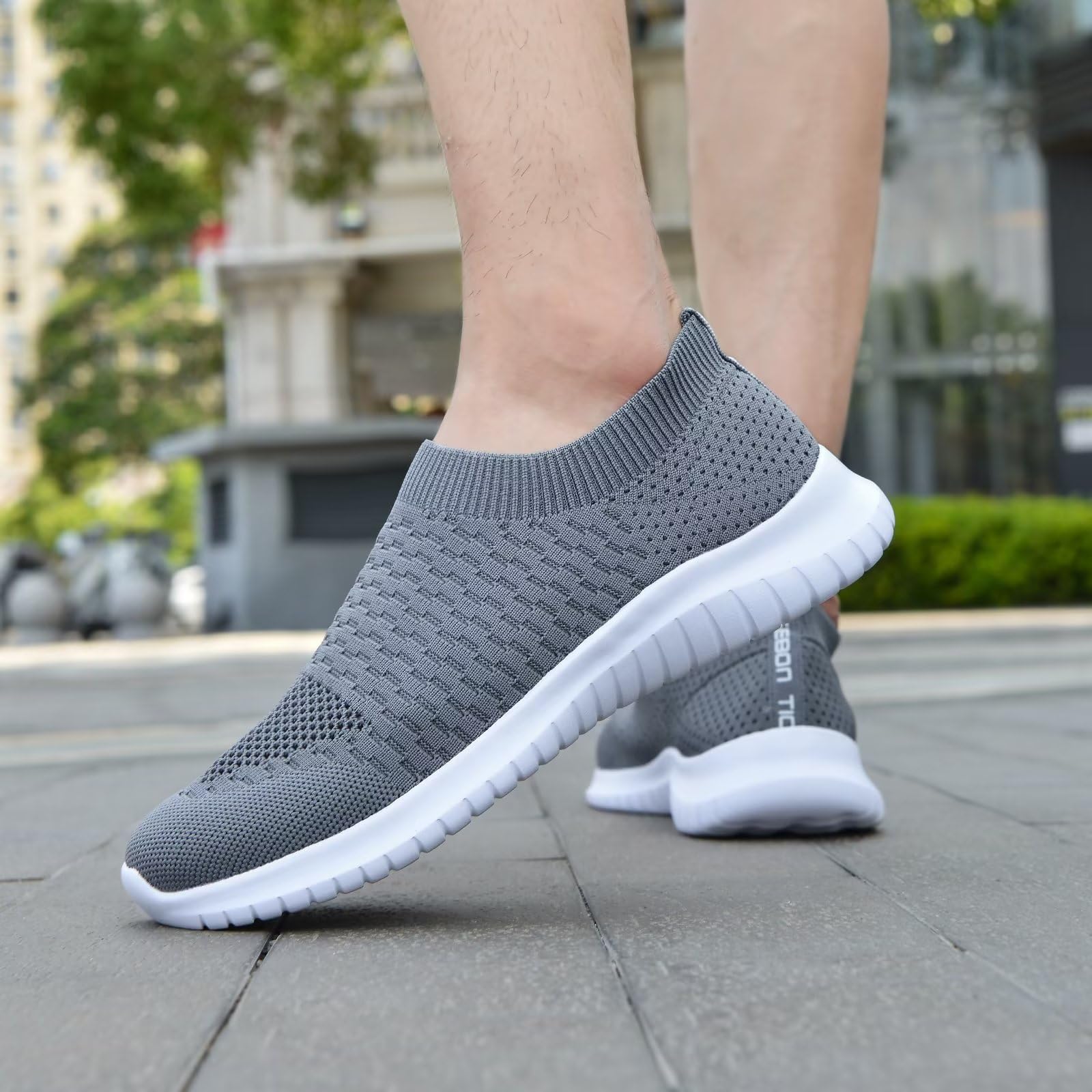 TIOSEBON Men's Slip-On Walking Shoes - Breathable Knit Mesh Tennis Sneakers for Men - Lightweight Comfortable Casual Shoes for Walking, Running, and Daily Wear