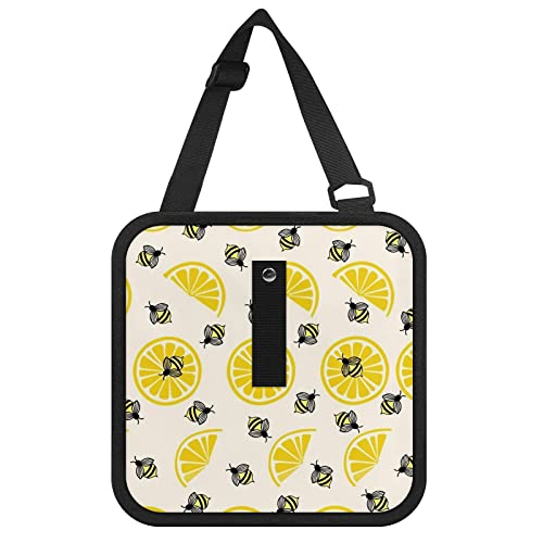 Collapsible Car Trash Can - Waterproof Car Garbage Bag with Lid, Lemon Bee Design Interior Waste Basket for Sedan, SUV & Truck - Perfect for Road Trips, Commuting & Family Travel