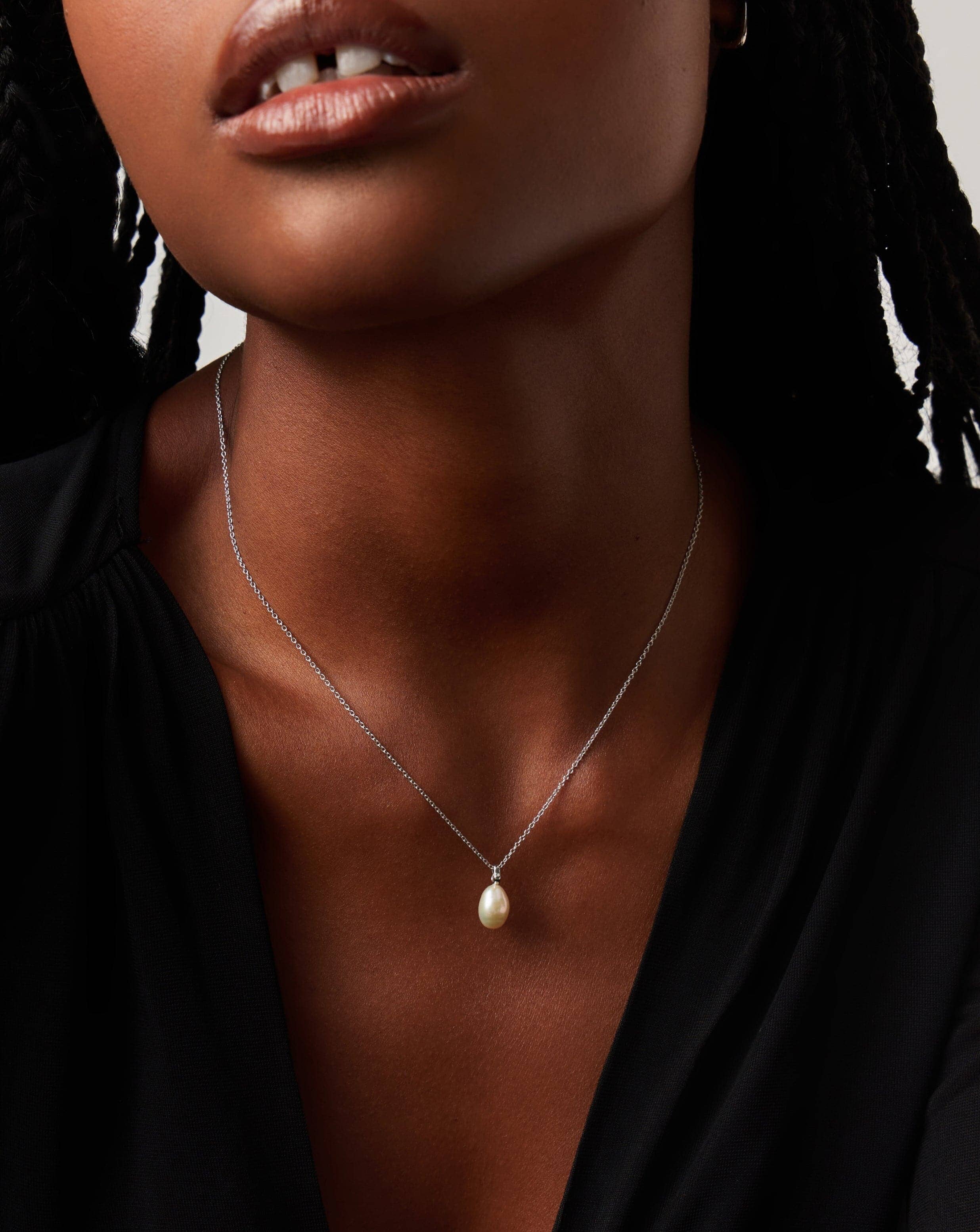 Baroque Pearl Pendant Necklace - 14K Solid White Gold Organic Pearl Jewelry for Women, Elegant Gift for Wedding, Anniversary & Special Occasions