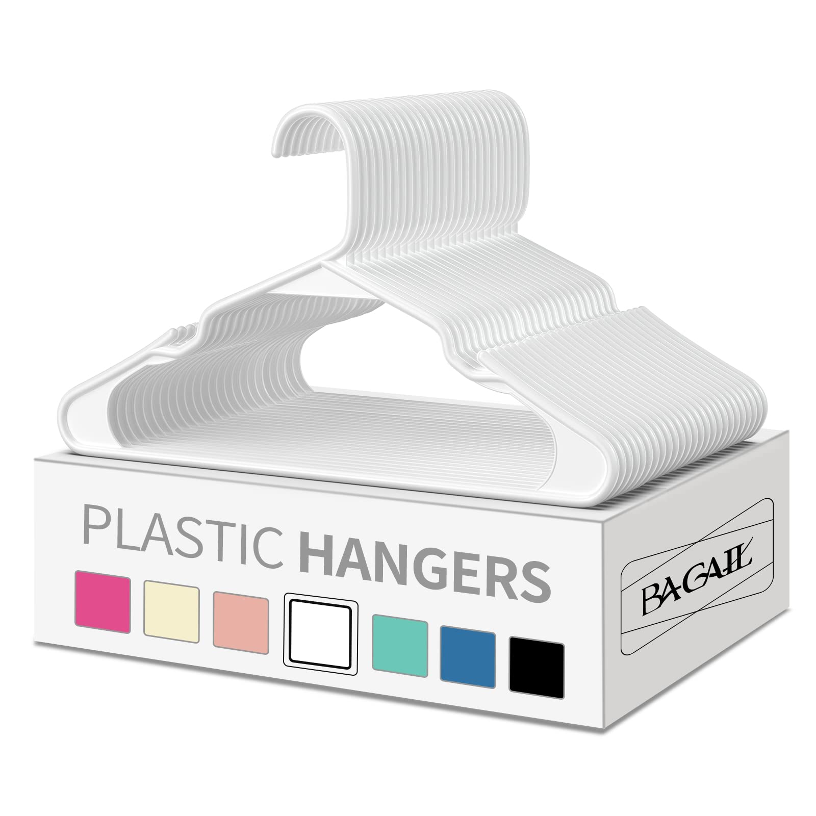 60 Pack White Heavy Duty Plastic Hangers - Space Saving Clothes Hangers for Dresses, Pants, Coats | Ideal for Closet Organization, Laundry Room & Everyday Home Use