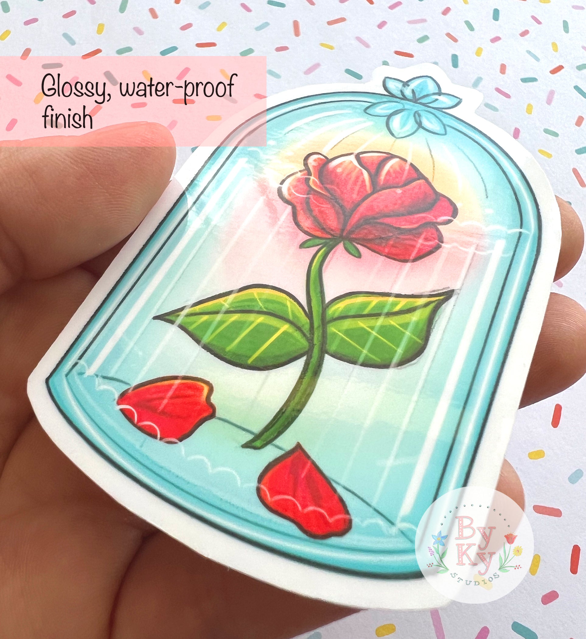 Belle's Rose Vinyl Sticker - Waterproof Decal for Laptops, Cars, Tumblers | Perfect for DIY Crafts, Scrapbooking & Home Decor