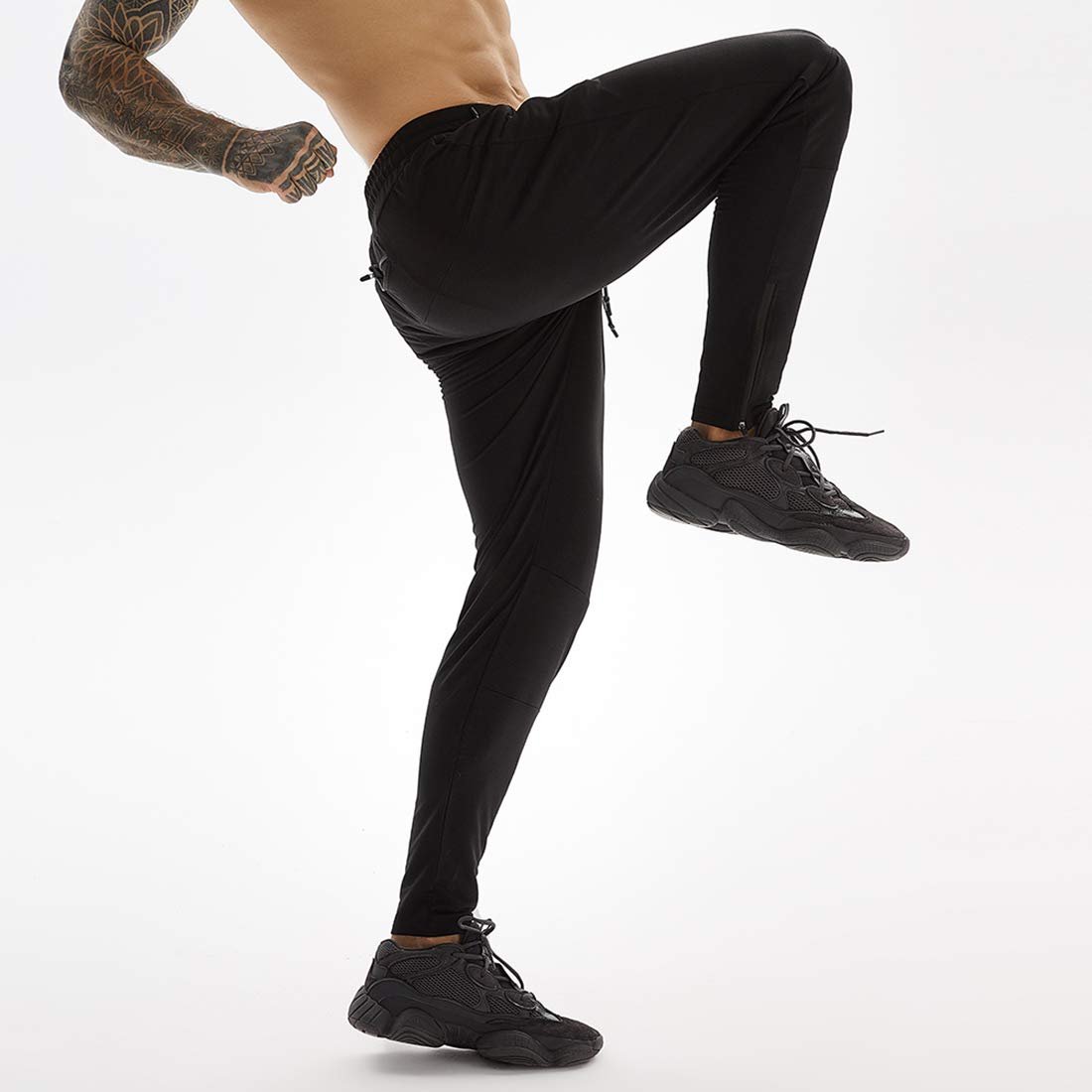 Ouruikia Men's Jogger Pants - Tapered Sweatpants with Zipper Pockets & Towel Loop for Running, Workout & Casual Wear - Athletic Pants for Gym, Travel & Everyday Comfort