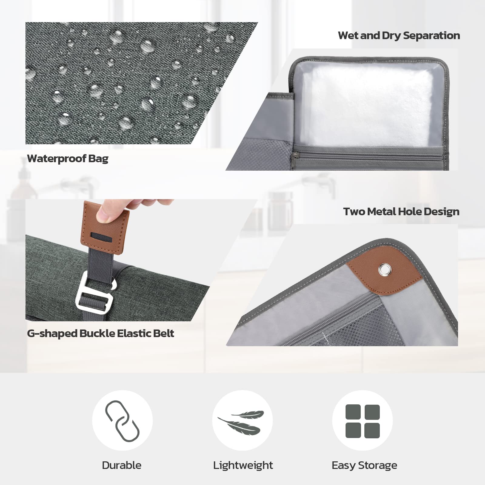 Water-Resistant Men's Travel Toiletry Bag - Compact Bathroom Organizer for Hygiene & Shaving Kit (6. Mystery Gray, Polyester) | Perfect for Business Trips, Gym & Vacation Essentials | Stylish Gift for Men