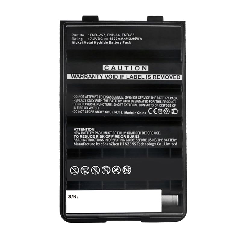 Synergy Digital 2-Way Radio Battery - 1800mAh Ni-MH Replacement for Vertex FNB-64 & Yaesu FNB-64 (7.2V) | Long-Lasting Power for Walkie Talkies, Outdoor Adventures, Construction Sites & Emergency Communication