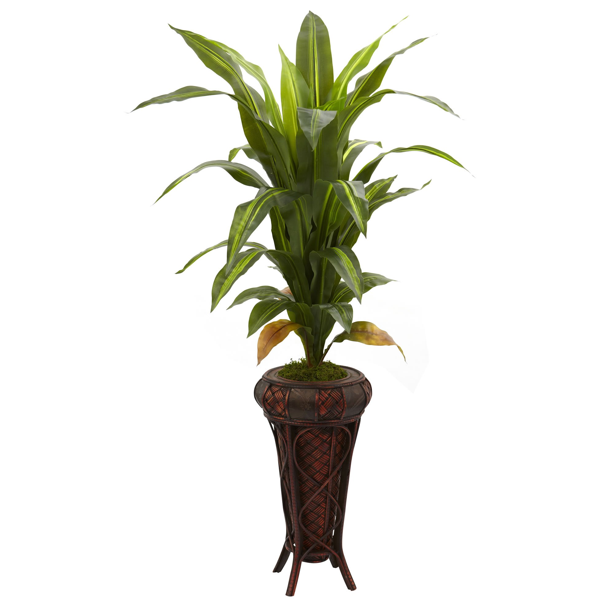 Nearly Natural 6671 Real Touch Dracaena Silk Plant with Stand - 57-Inch Tall Artificial Green Tree for Home & Office Decor - Perfect for Living Room, Bedroom, or Office Space - 60