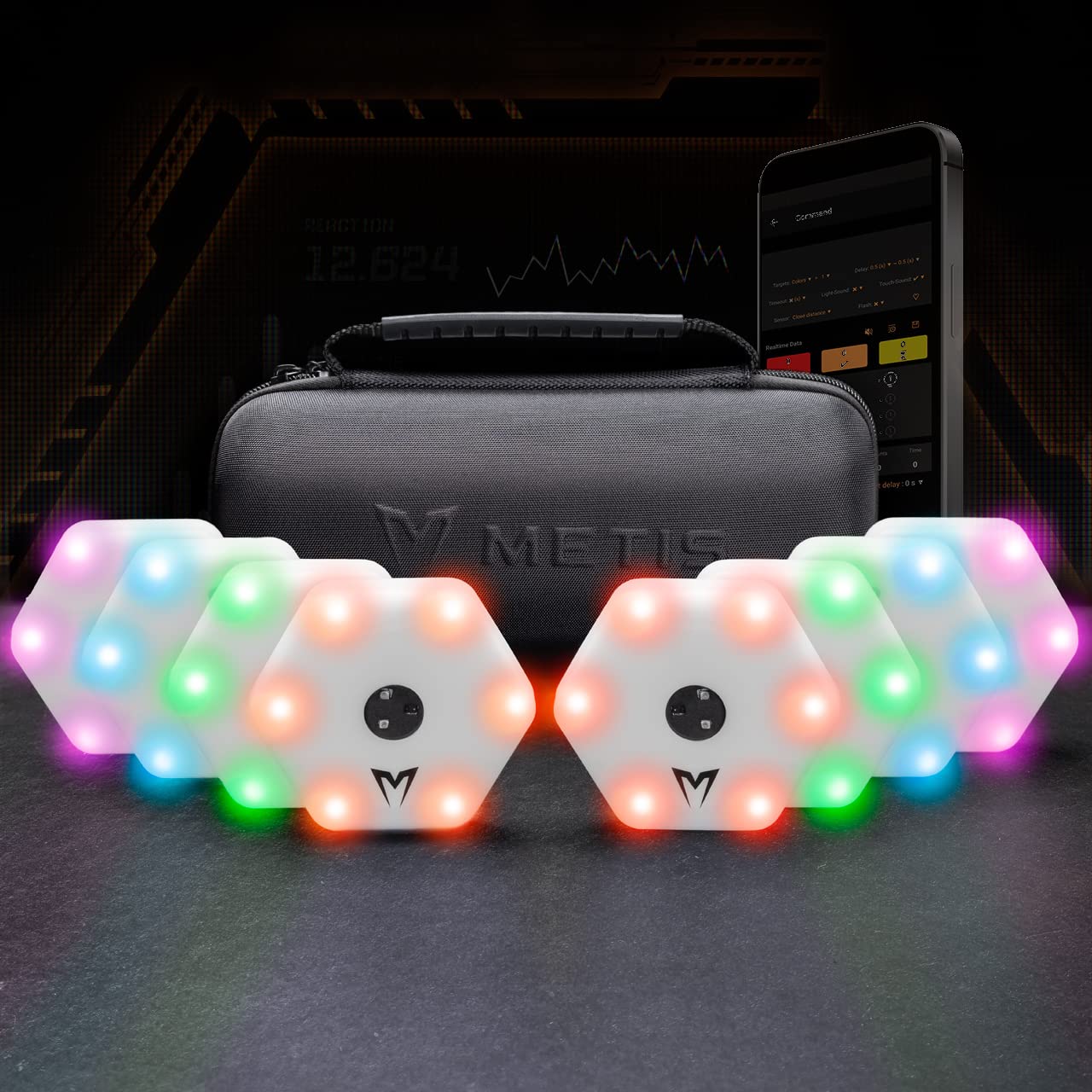 METIS Reaction Training Lights (4 or 8 Pack) - Improve Reflexes & Reaction Time with Bluetooth App - Perfect for Boxing, MMA, Soccer & Speed Drills