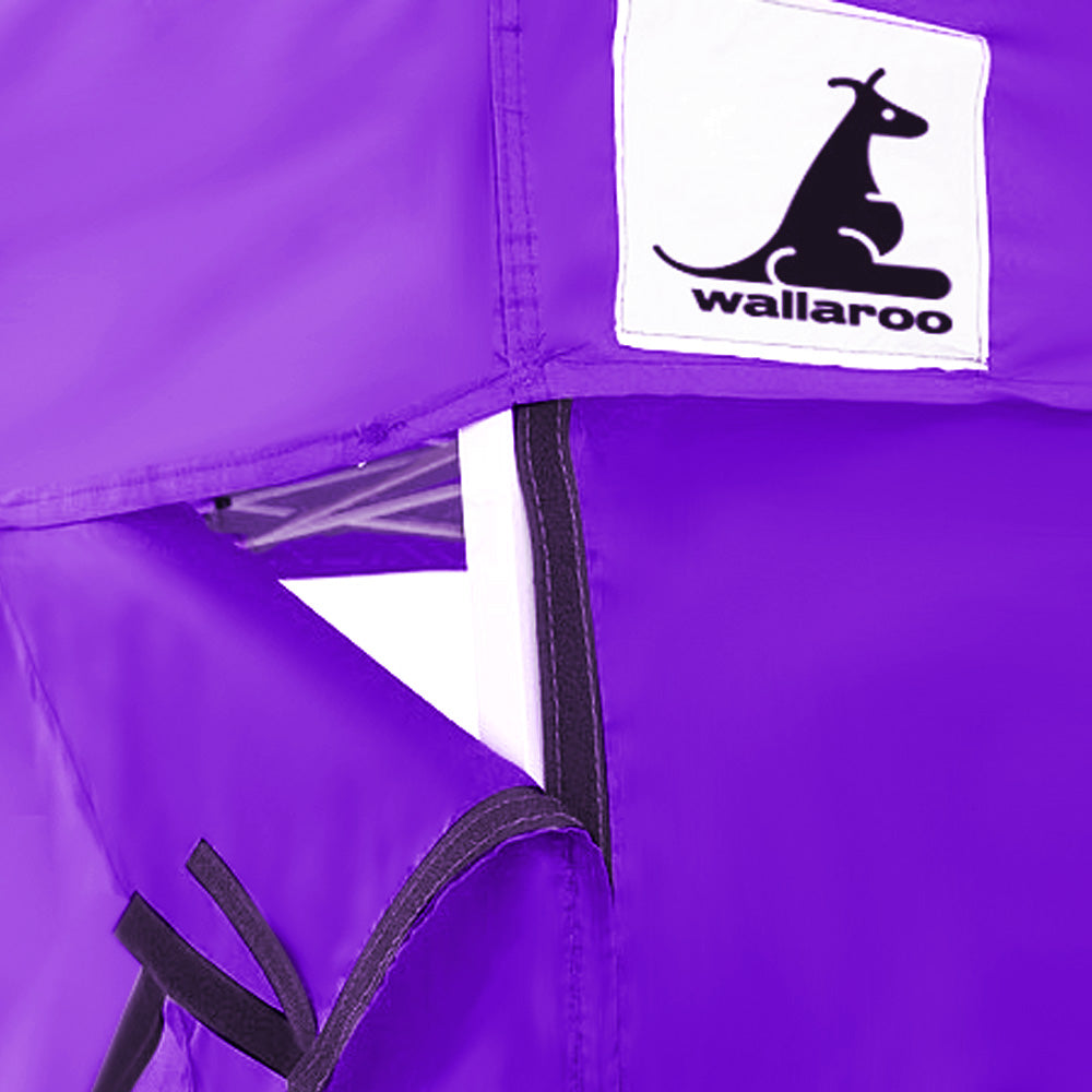 Wallaroo 3x3 Pop-Up Gazebo Tent with Purple Canopy - Outdoor Patio, Garden, Backyard, Picnic, and Party Shelter for Sun & Rain Protection