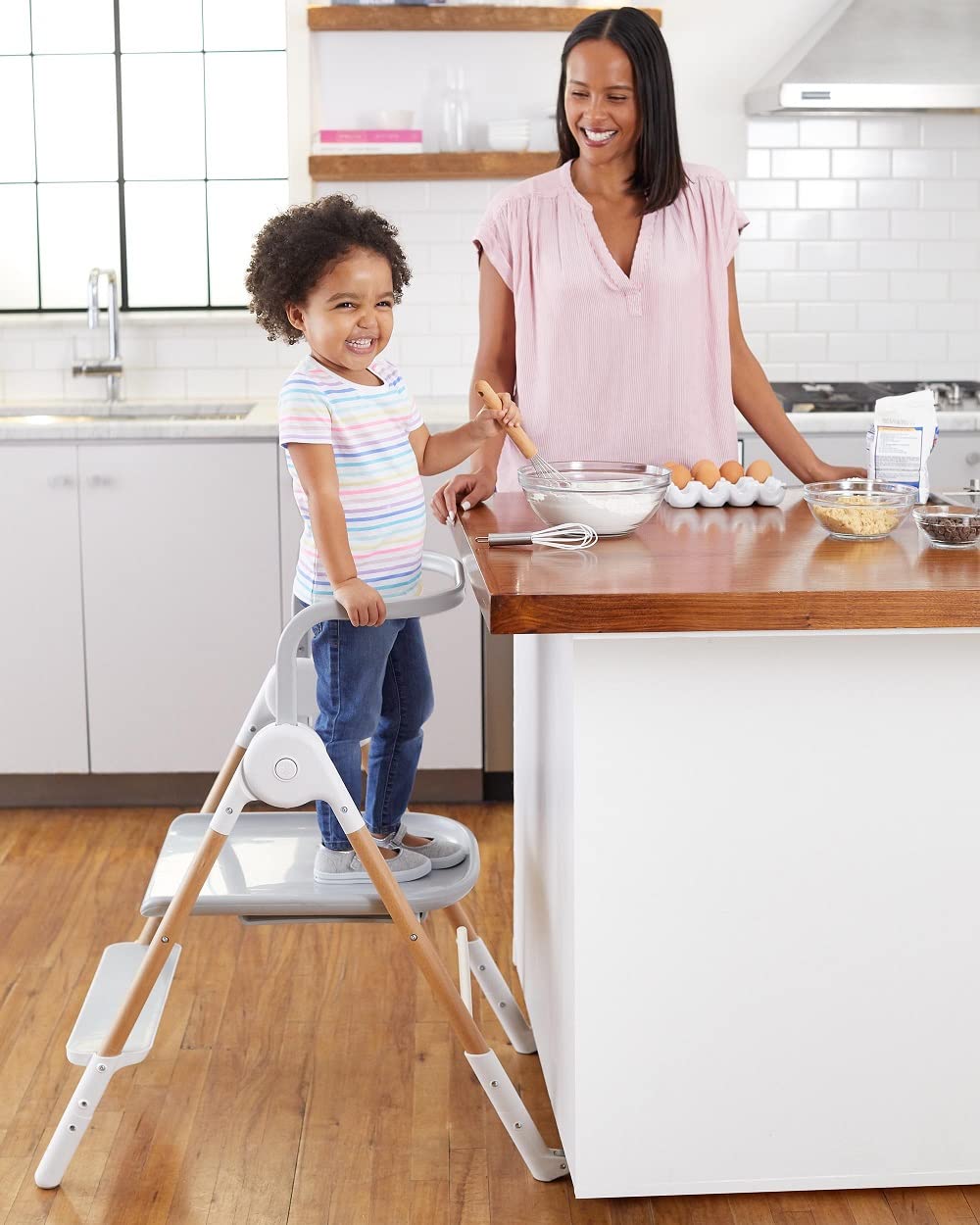 Skip Hop 2-in-1 High Chair - Convertible Sit-to-Step Toddler Booster Seat for Babies & Kids | Perfect for Dining, Kitchen & Travel Use