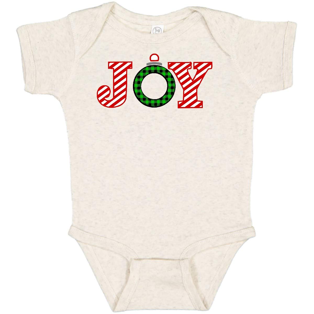 Inktastic Joy Christmas Ornament Baby Bodysuit with Candy Cane Stripes - Festive Holiday Outfit for Infants & Toddlers - Perfect for Christmas Photos, Family Gatherings & Holiday Celebrations