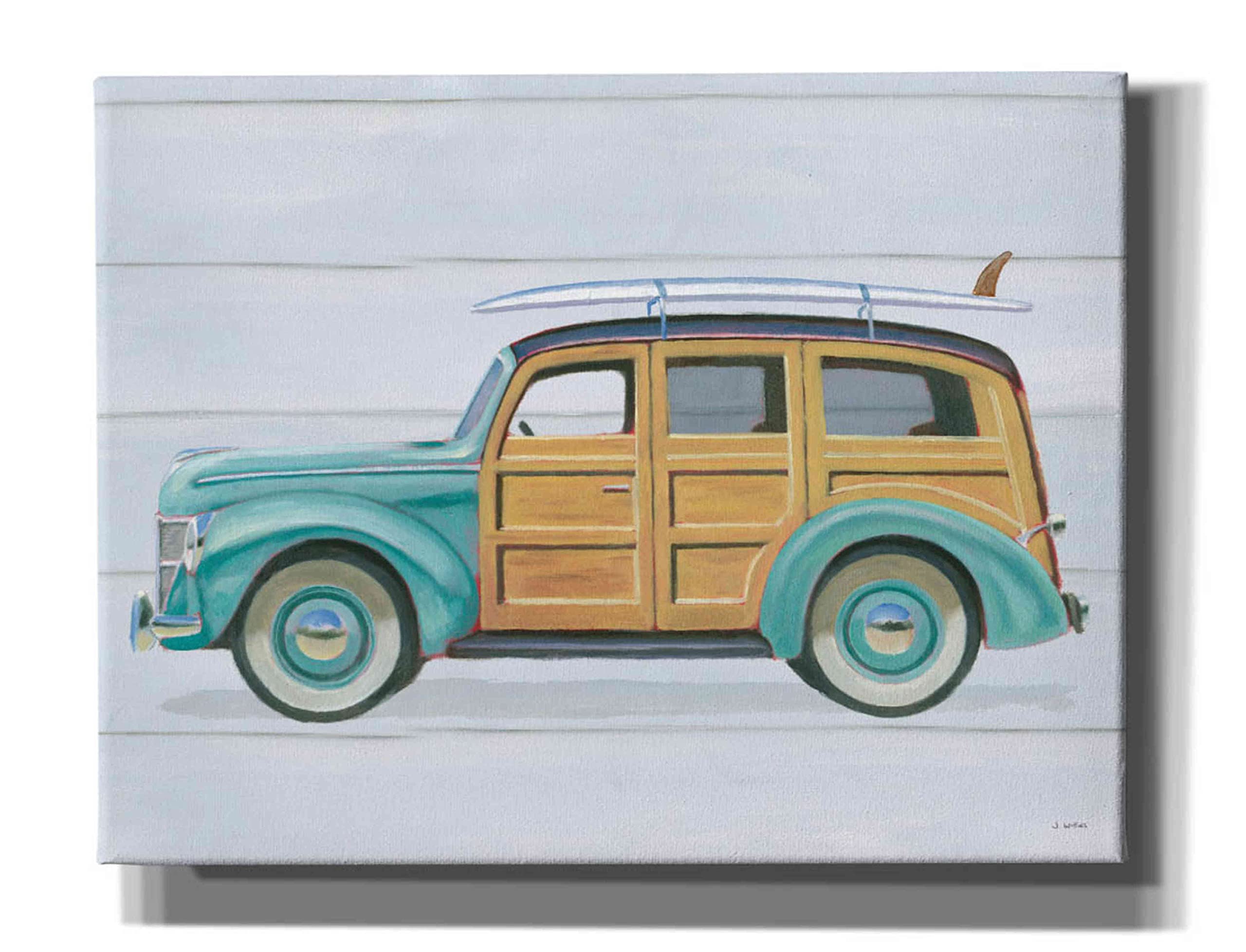 Epic Graffiti 'Beach Ride VIII' by James Wiens - Stretched Canvas Wall Art Print 34x26 Inches - Vibrant Surf & Skate Decor for Living Room, Bedroom or Office