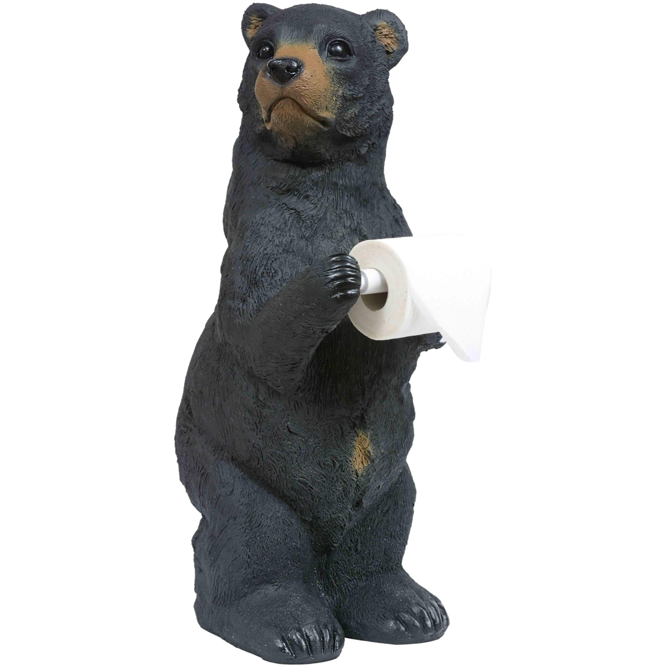 Black Bear Cub Standing Toilet Paper Holder - Cute Animal-Themed Bathroom Decor for Kids & Adults - Perfect for Home, RV, and Cabin Bathrooms